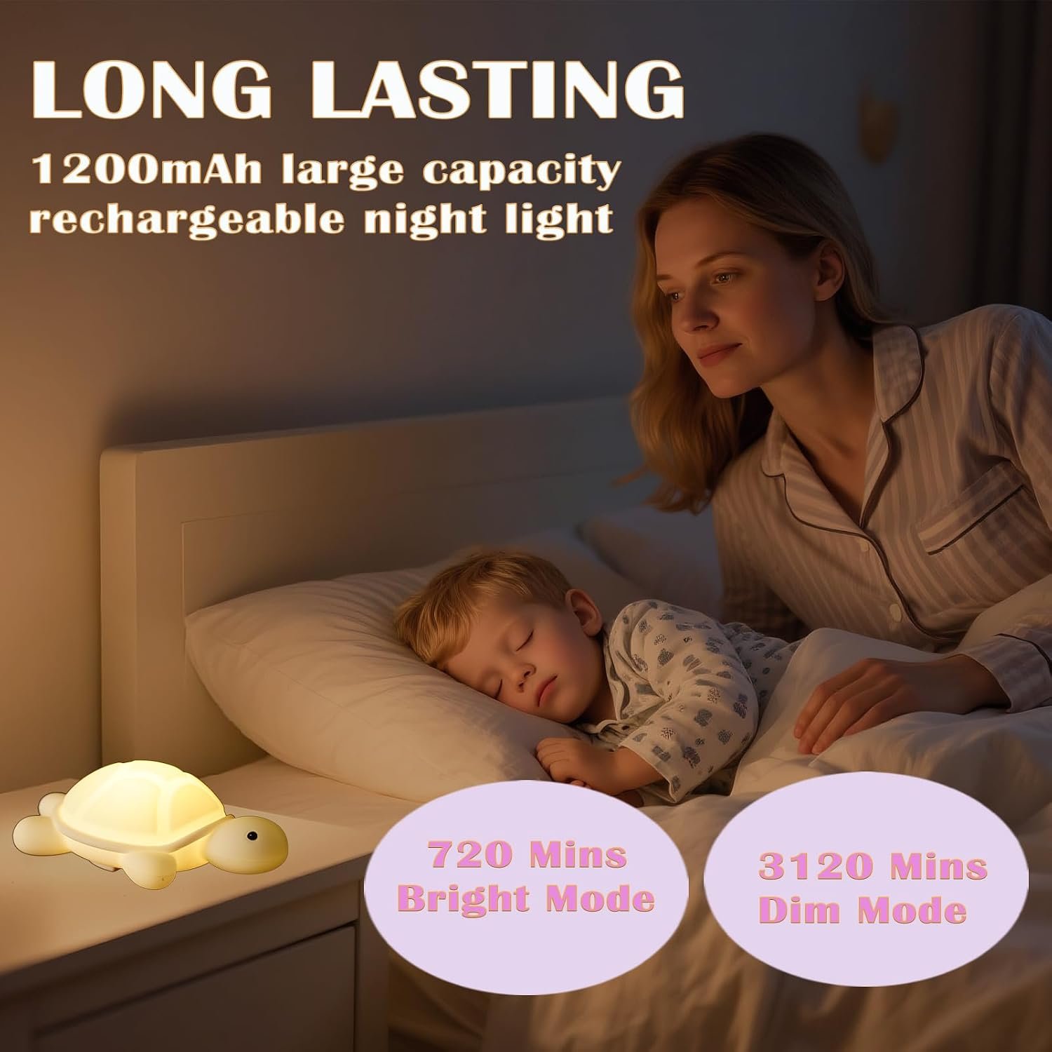 Turtle Night Light, Sea Turtle Gifts, Cute Soft Silicone Squishy LED Lamp with 7 RGB Colors , Dimmable, Timer, Touch Control, Kids' Bedroom Decor, Gift for Children, Breastfeeding Nursery Birthdays - Image 5