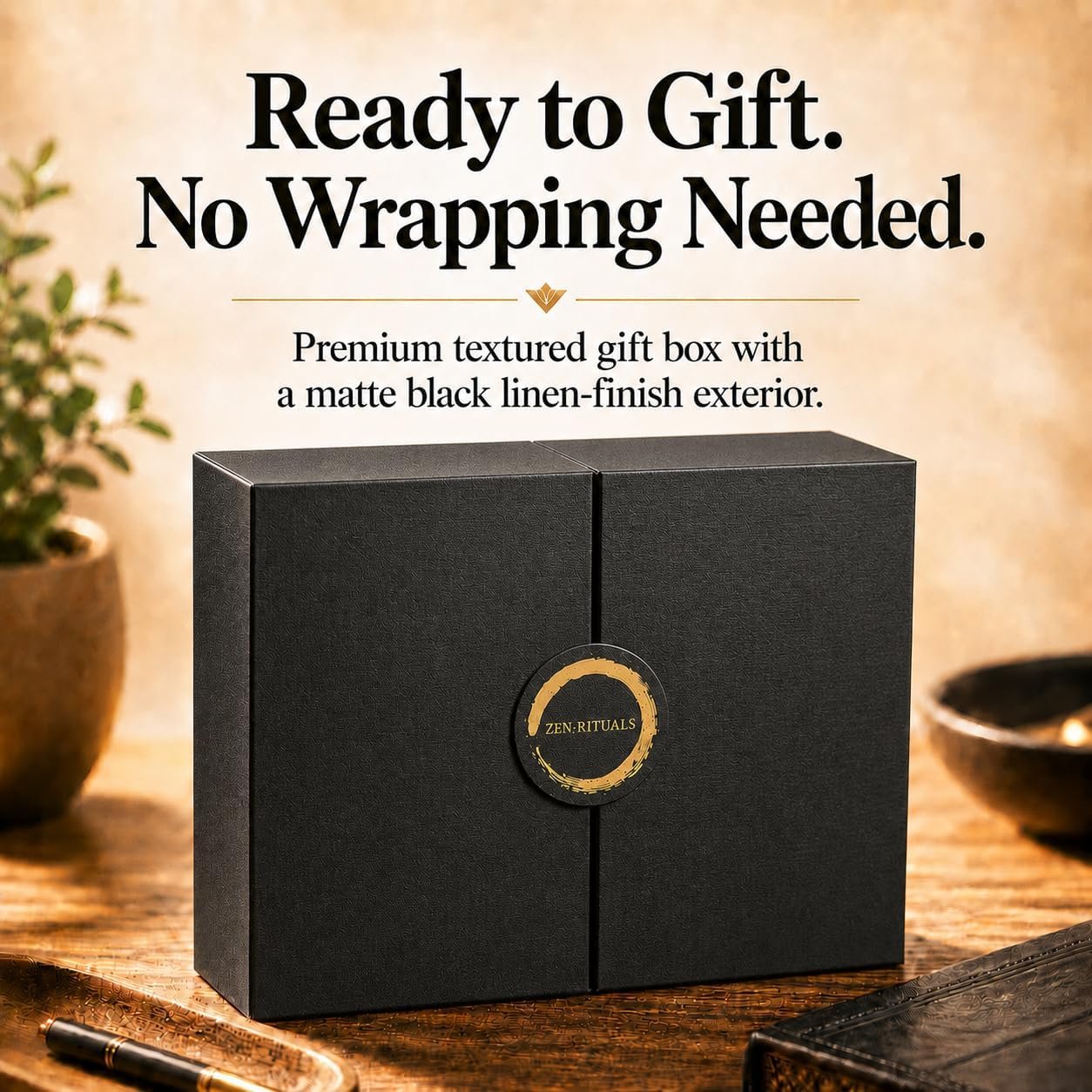 Gift Set for Men | Mindfulness & Self Care Set with Guided Journal, Brass Pen, Scented Candle & Tiger Eye Bracelet | 13-Week Self Mastery Journal with Short Readings, Daily Prompts & Exercises | Gift Box - Image 9