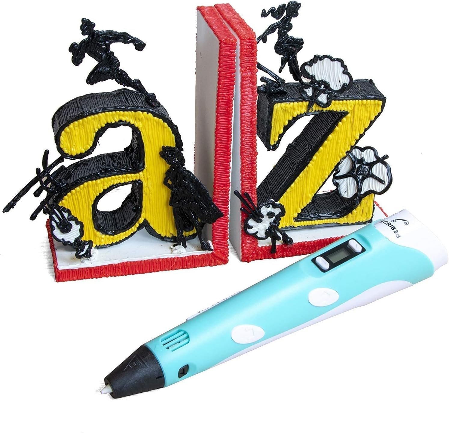 SCRIB3D P1 3D Printing Pen with Display - Includes 3D Pen, 3 Starter Colors of PLA Filament, Stencil Book + Project Guide, and Power adapter - Image 5