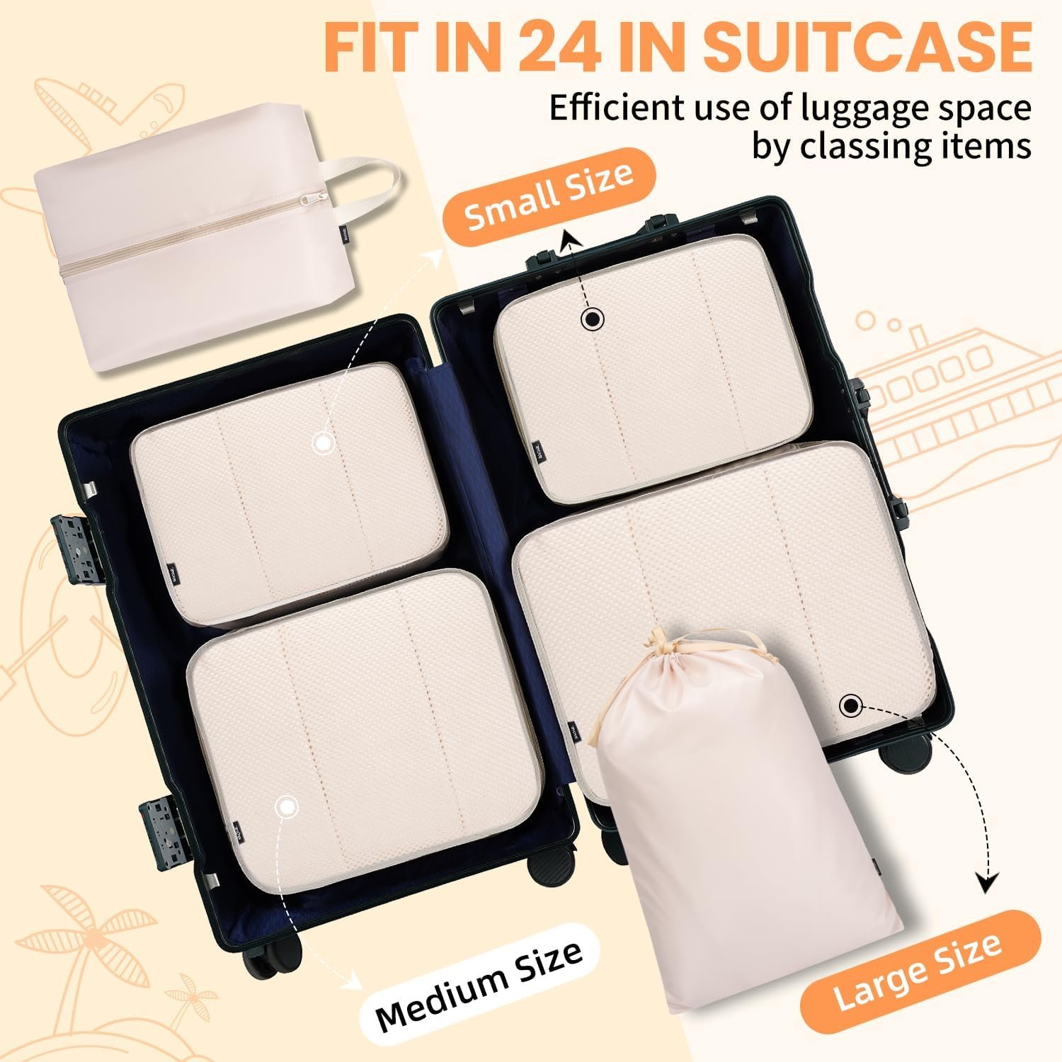 BAGAIL 8 Set Packing Cubes Luggage Packing Organizers for Travel Accessories - Image 7