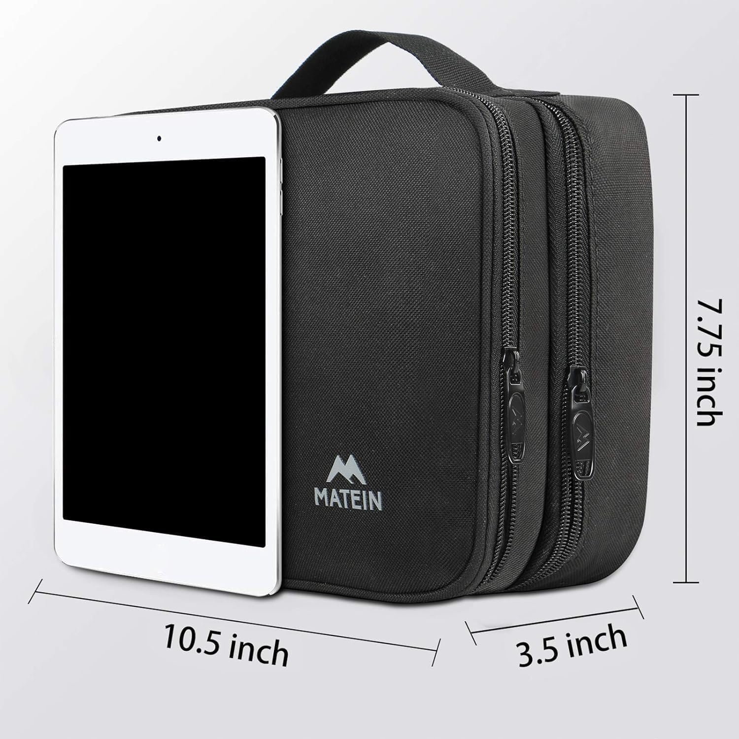 MATEIN Electronics Travel Organizer, Water Resistant Cable Organizer Bag with Handle, Portable Electronic Accessories Case for Men Double Layer Cable Storage Bag for Cord, Charger, iPad mini, Black - Image 8