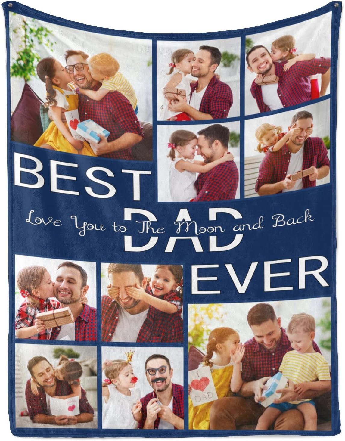 Custom Blanket with Photo Text, Birthday Gifts for Dad, Fathers Day Blanket,Personalized Blanket for Dad Husband Gifts from Son Daughter Wife