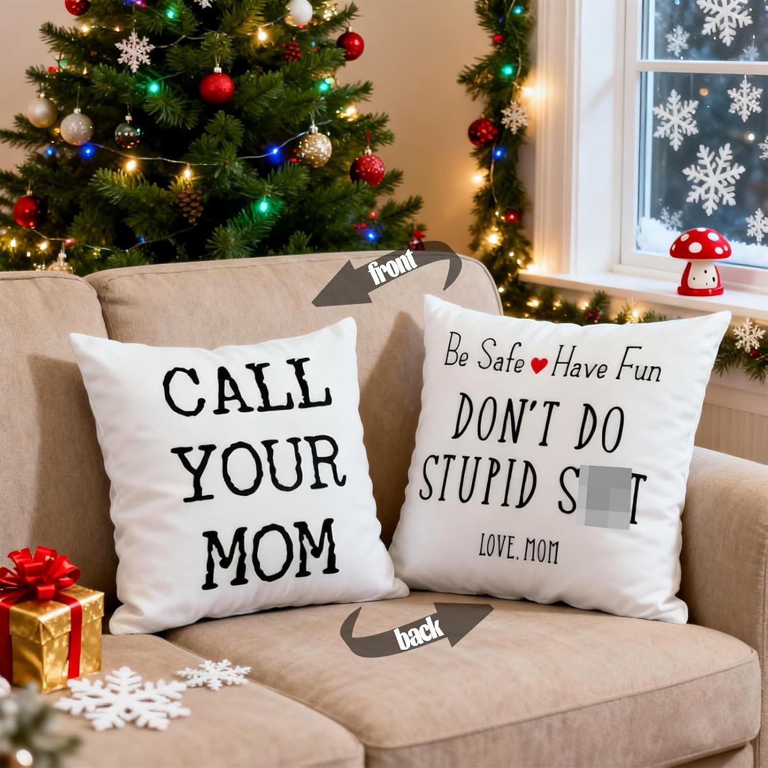 Call Your Mom Be Safe Have Fun Don't Do Stupid Love Mom 18''x18''Reversible Throw Pillow Case Decorative Home Bedroom College Dorm Cushion Cover,Sofa Bed Couch Decor,Son Daughter Graduation Gift - Image 7