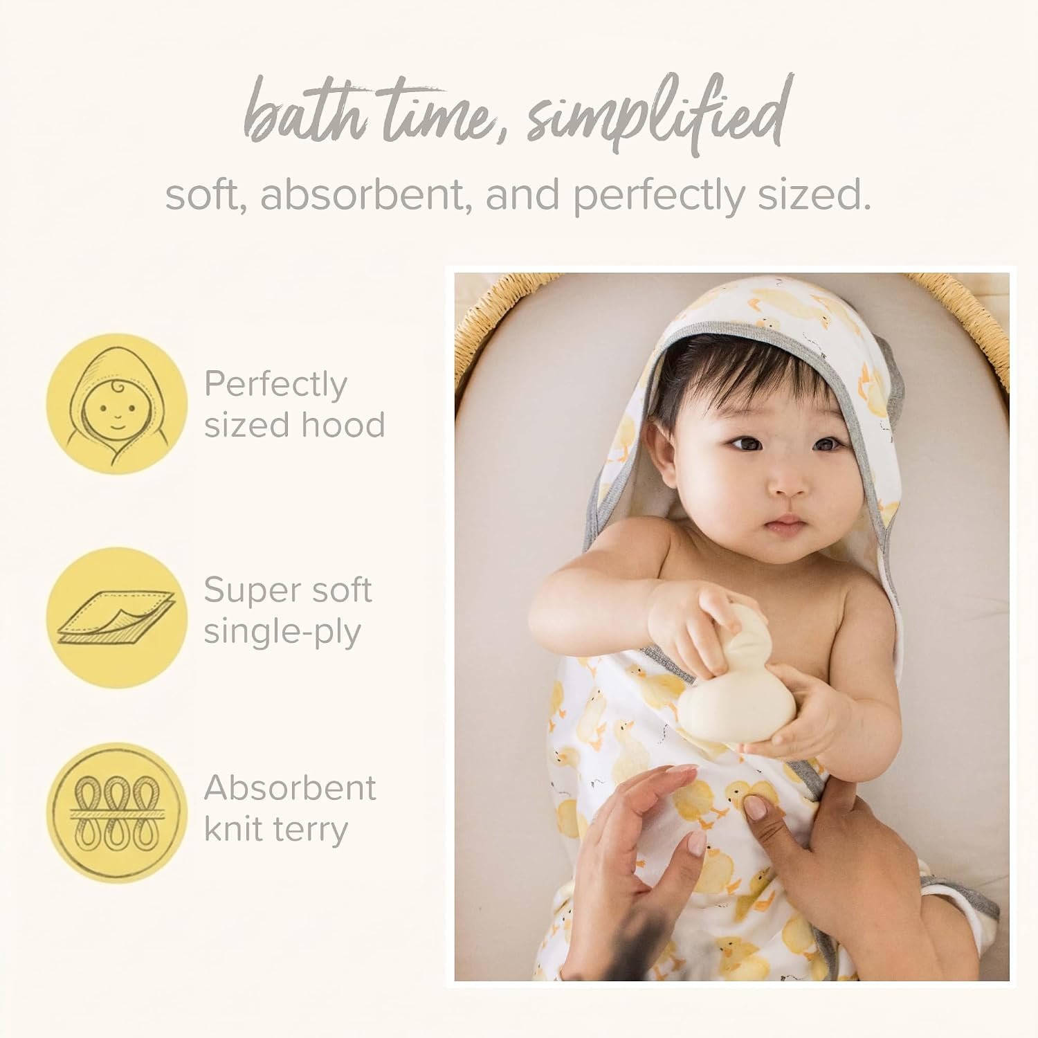Burt's Bees Baby Infant Hooded Towels, Organic Cotton, Unisex Bath Essentials, Nursery Towel with Hood Set, 29 x 29 in, 2-Pack - Image 4