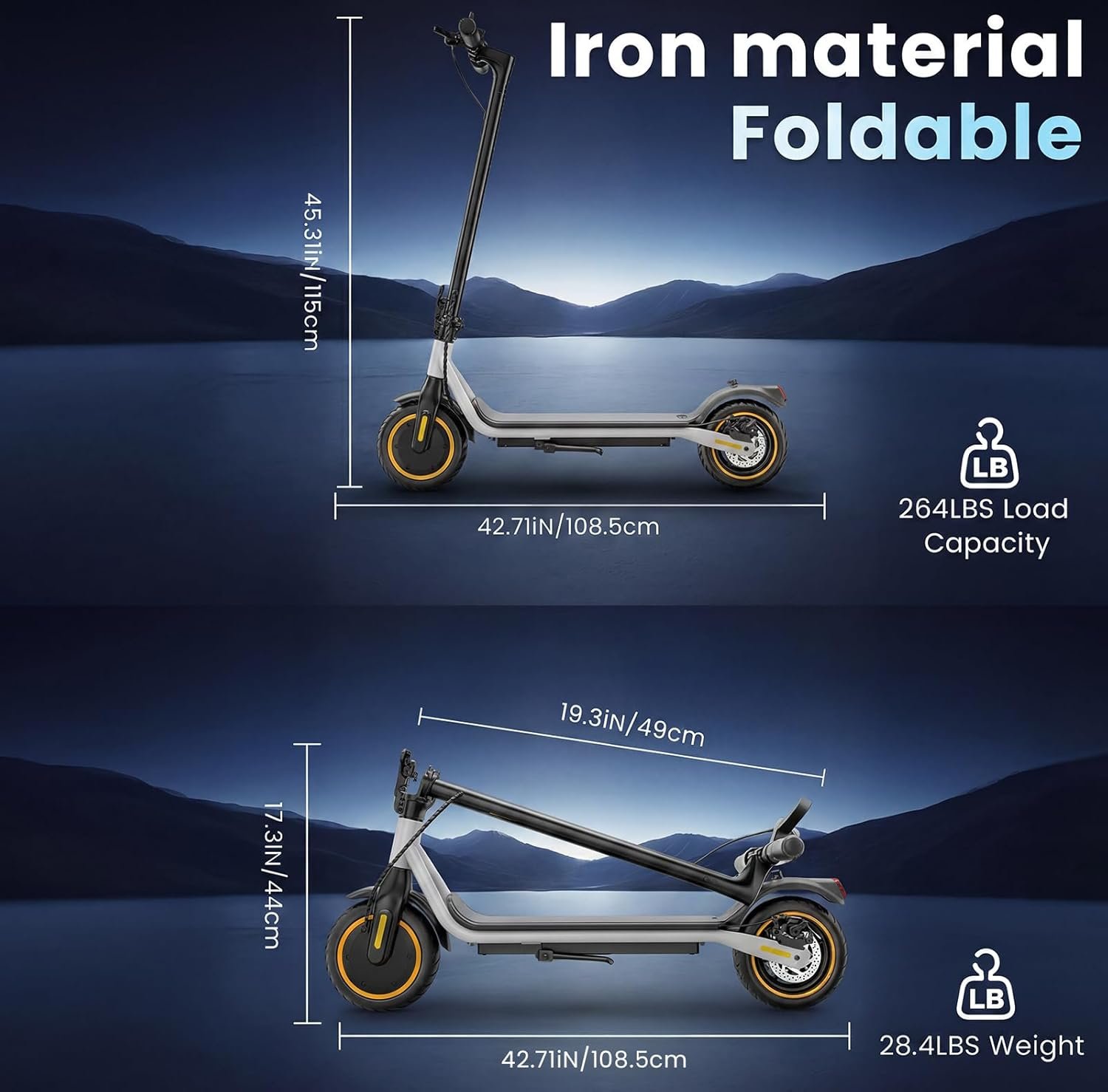 Electric Scooter - Electric Scooter Adults, 1000W/500W Motor, 25/21/18 MPH, 10''/8.5'' Tires, 28/23/21 Miles, APP Control, Dual Brake, Long Range Electric Scooter for Gift - Image 7