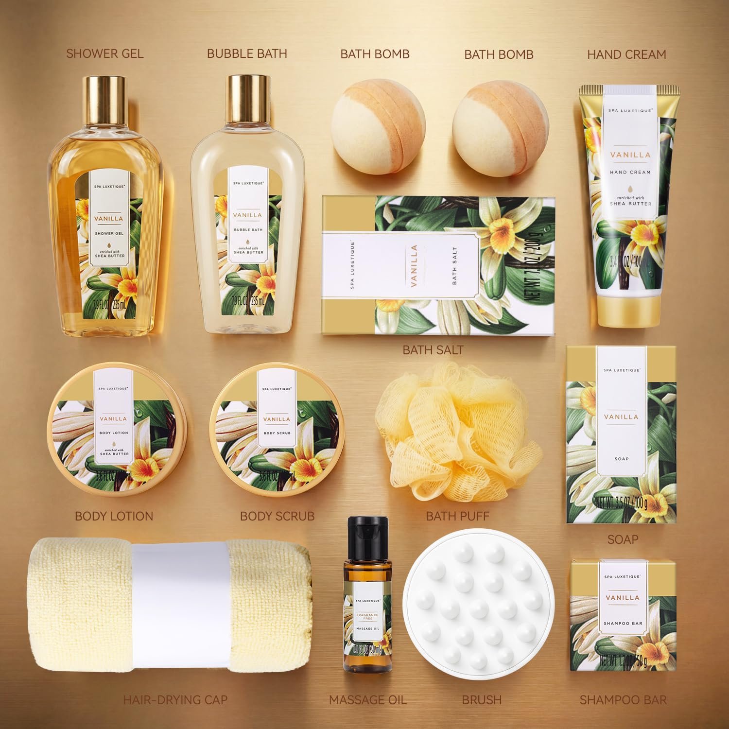 Spa Luxetique Gifts for Women, 15pcs Vanilla Gift Baskets for Women, Luxury Spa kit with Bath Bombs, Body Lotion, Birthday Gift for Her Christmas Mothers Day Gifts for Women - Image 4