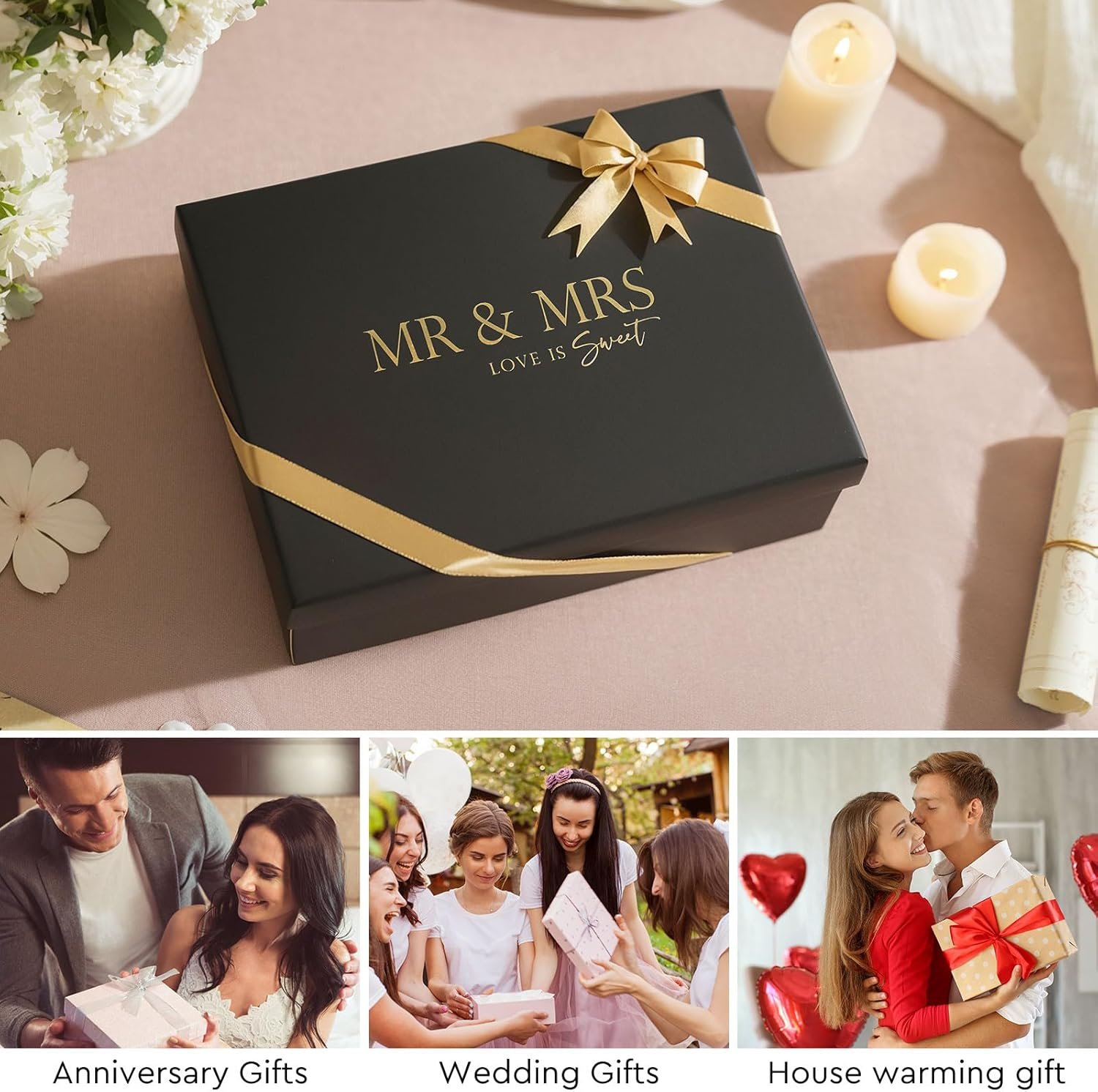AW BRIDAL Mr and Mrs Wine Glasses Set of 2 for Engagement Bridal Shower, Wedding Gifts for Newlywed Couples 2026, Personalized Anniversary Wine Glass Gift Basket for Bride Groom and Fiance Fiancee - Image 2
