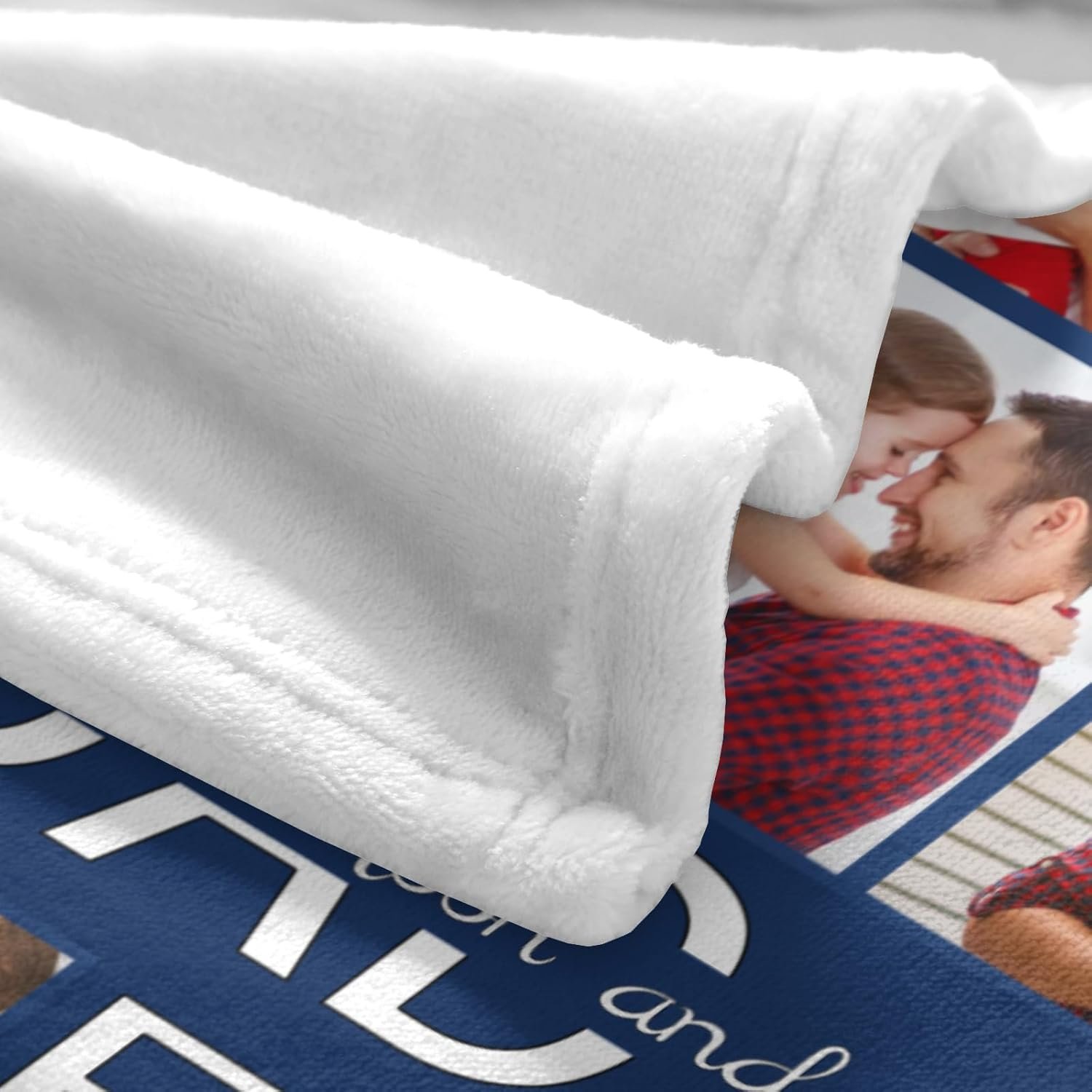 Custom Blanket with Photo Text, Birthday Gifts for Dad, Fathers Day Blanket,Personalized Blanket for Dad Husband Gifts from Son Daughter Wife - Image 4