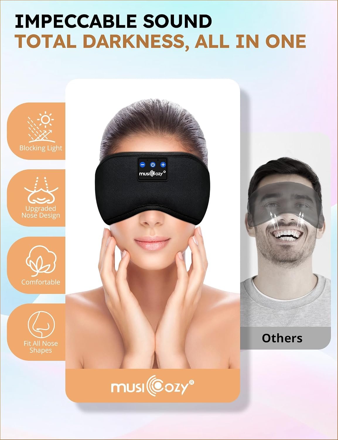 MUSICOZY Sleep Headphones Bluetooth 5.4 Headband Sleeping Eye Mask for Mom Women Men Wireless Music Earbuds Earphones for Side Sleepers Built-in HD Speakers Cool Gadgets Unique Gifts - Image 5
