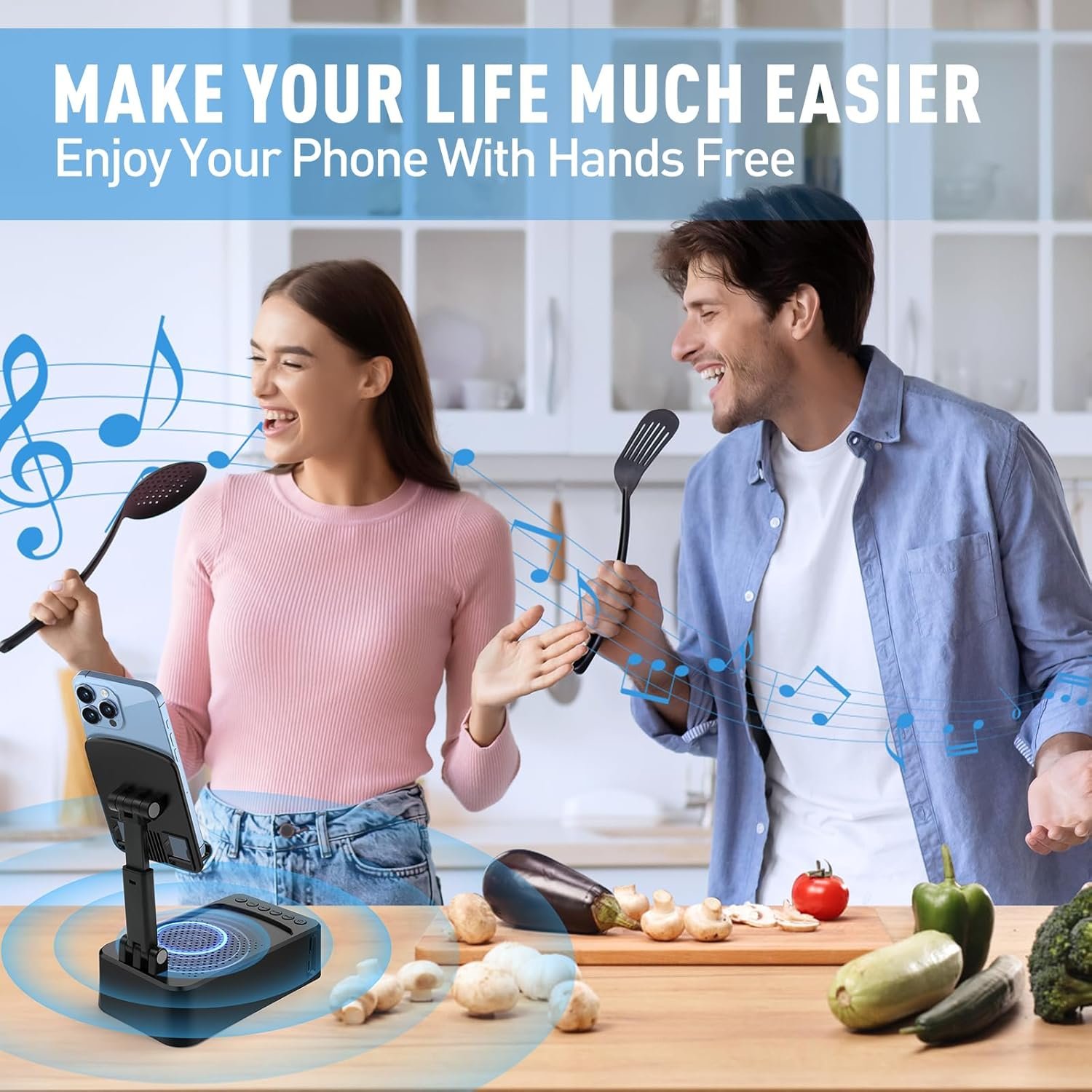 Fathers Day Dad Gift Ideas, Cell Phone Stand with Wireless Bluetooth Speaker and LED Clock, Birthday Gifts for Mens Dad Gifts for Husbands Him Boyfriend, Cool Gadgets for Men, Anniversary - Image 4