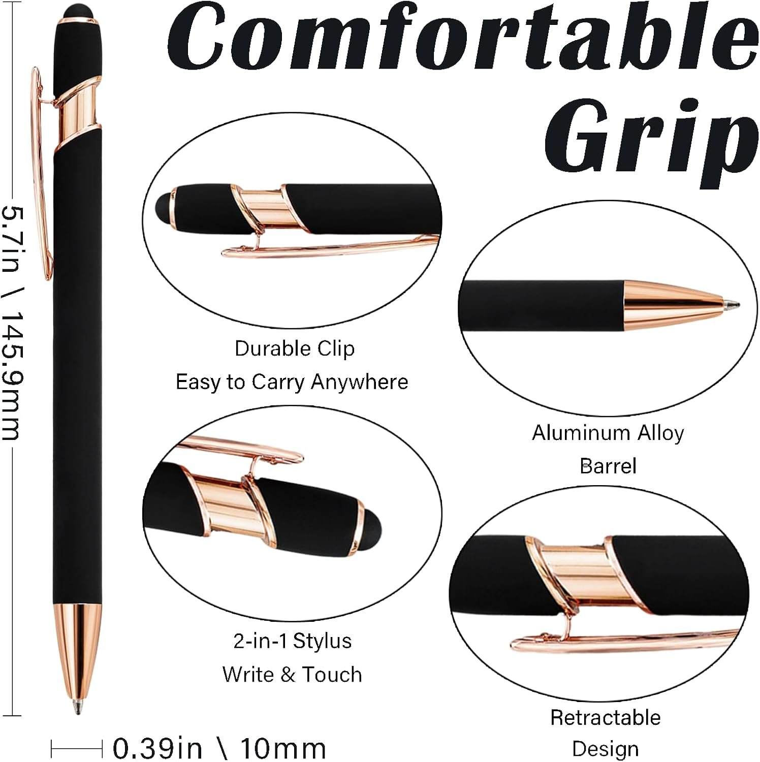 Bulk Custom Pens Personalized, Customized Pens with Name/Logo on Both Sides Gifts, Black Ink Engraved Ballpoint with Stylus, Ideal for Business, Birthday, Party, Wedding, School, Metal Material - Image 5