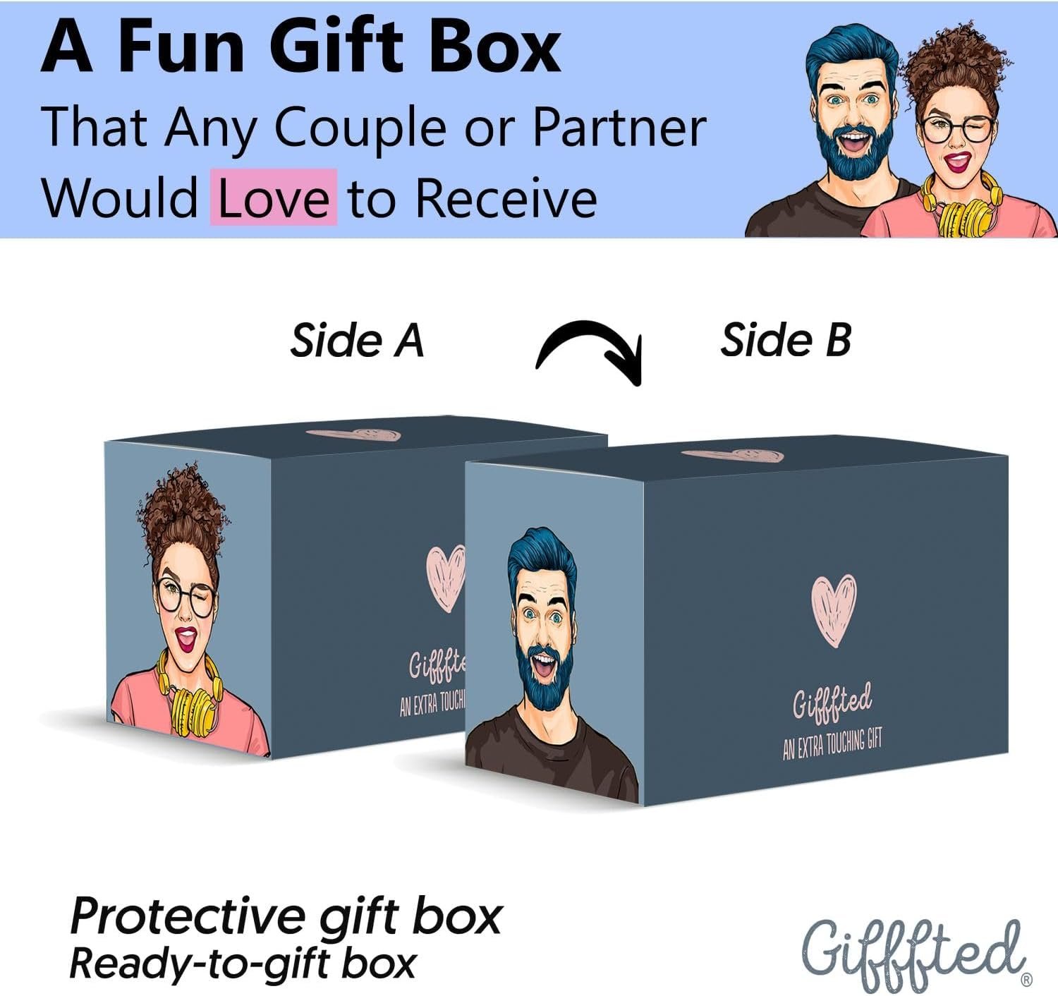 Triple Gifffted Funny Couples Gifts for Christmas, Wedding Anniversary, Engagement, Valentines Day Girlfriend Boyfriend Couple Gift, His & Hers, Bride & Groom, Him & Her, Ceramic, 380ML - Image 6