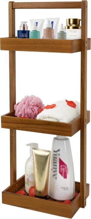 Utoplike Teak Wood Shower Caddy Cor...