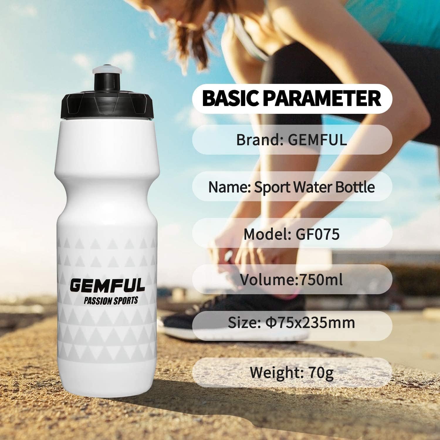 GEMFUL Sports Water Bottle Road Mountain Biking BPA Free 24 Ounce 2 Pack - Image 7
