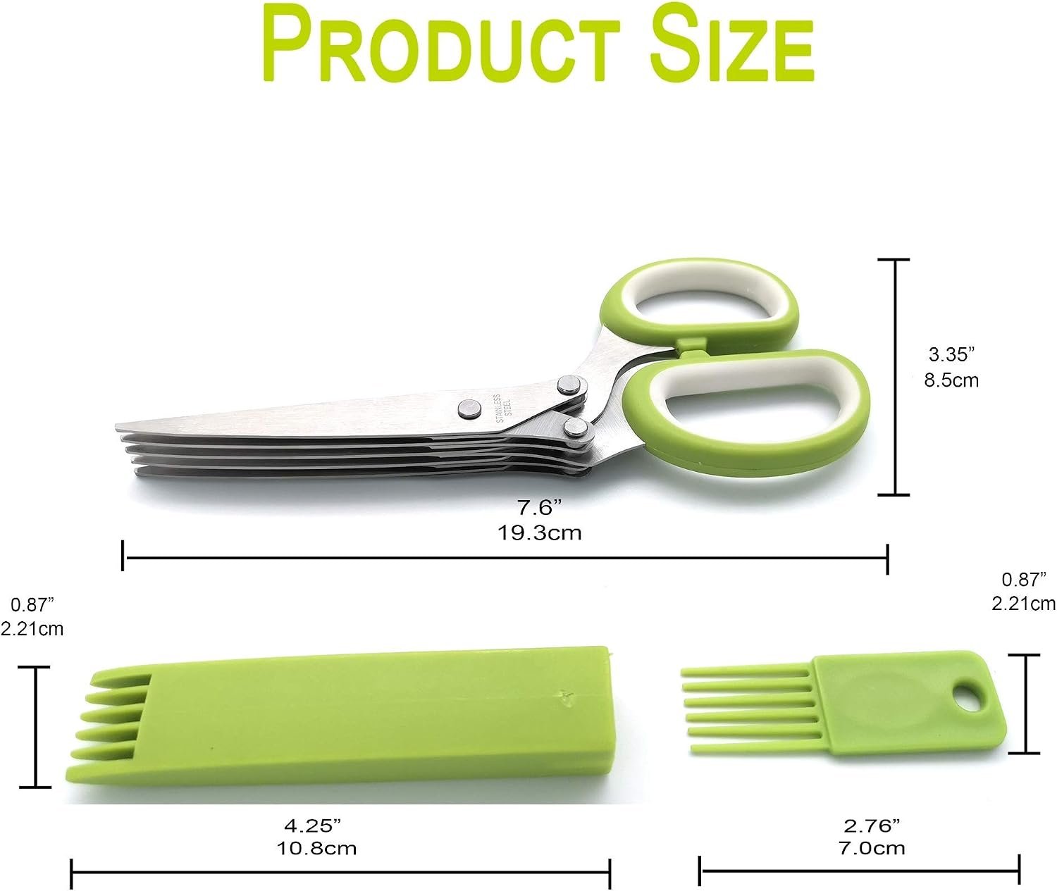 Herb Scissors with 5 Blades & Cleaning Kit, Stainless Steel Kitchen Shears for Herbs, Lettuce, Cilantro, Dishwasher Safe, Soft-Grip Handle - Image 8