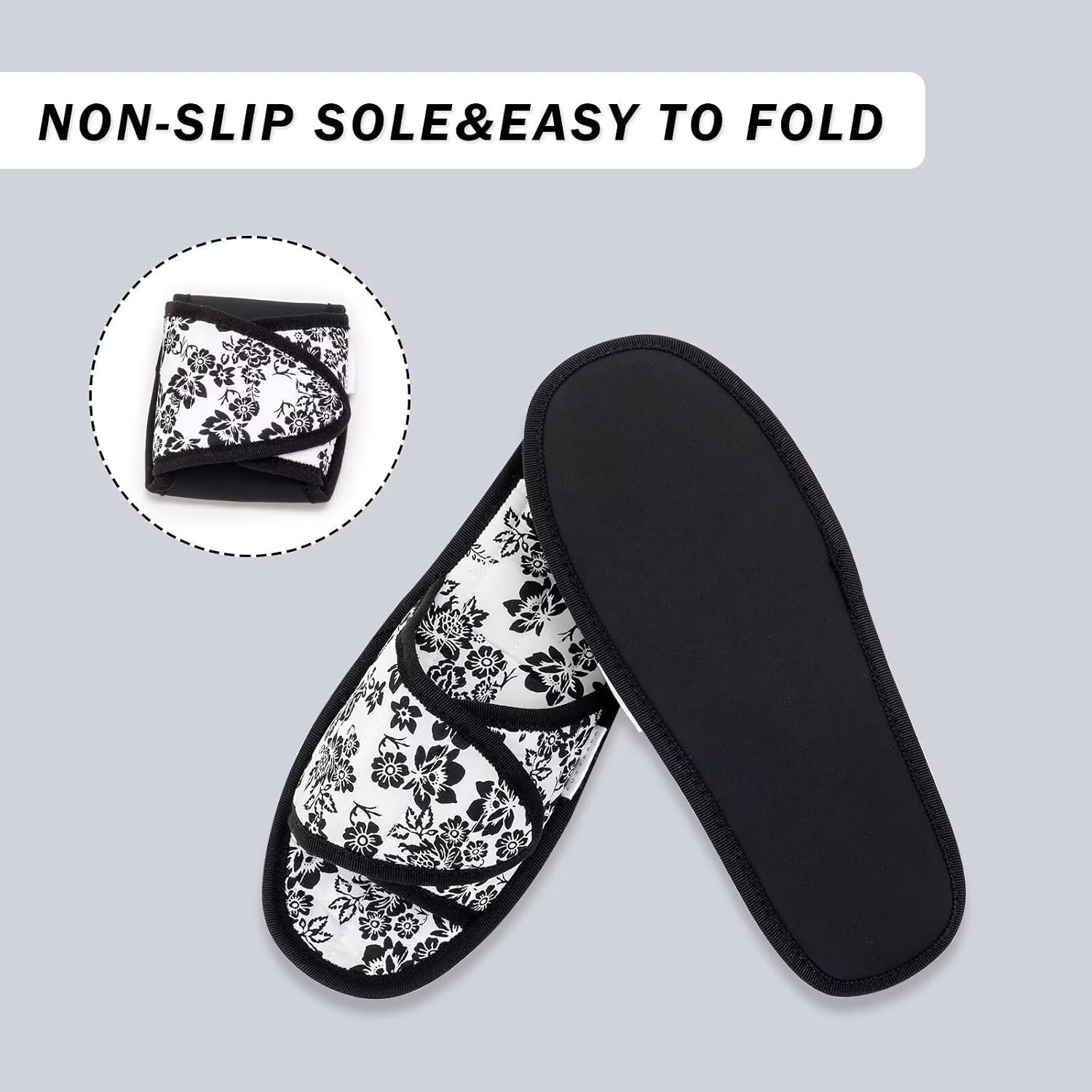 EUXTERPA Women Travel Slippers, Adjustable Ladies Slipper, Lightweight Easy Carry Foldable Travel Slippers with Storage Bag - Image 5