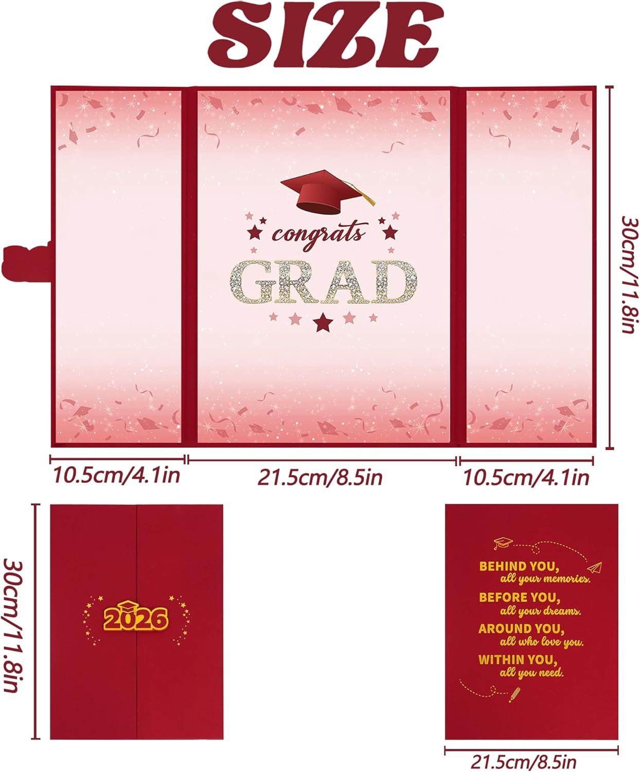 Vlipoeasn Red 2026 Graduation Guest Book Alternative, Red Gold Class of 2026 Graduation Party Decorations, Graduation Signature Book for 2026 College High School, Unique Graduation Gifts for Friends - Image 2