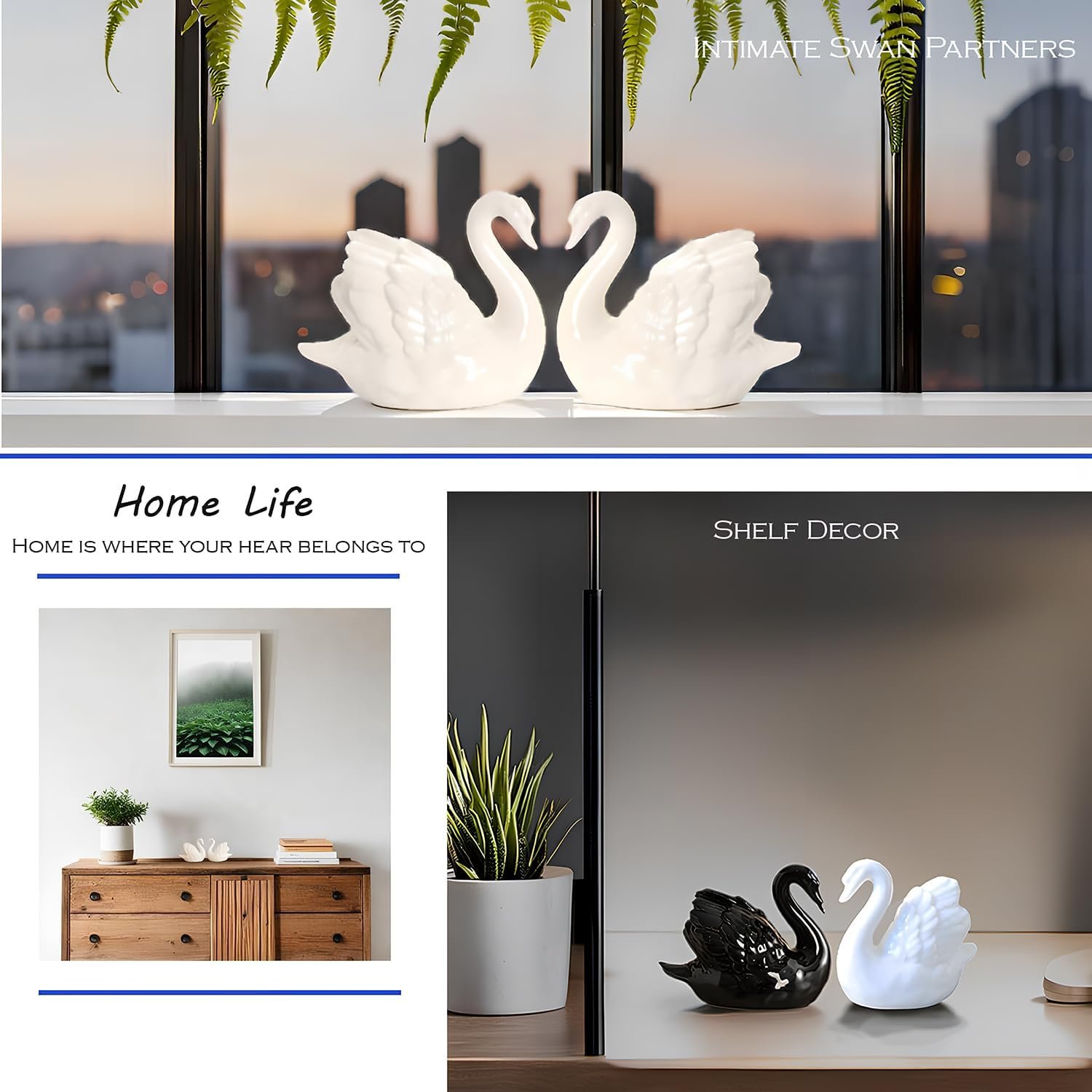 Ceramic Swan Figurine - Modern Minimalist Porcelain Statue Art Decor, Knick Knacks Home Decor for Living Room, Office, Desk, Shelf Decoration (White) - Image 5