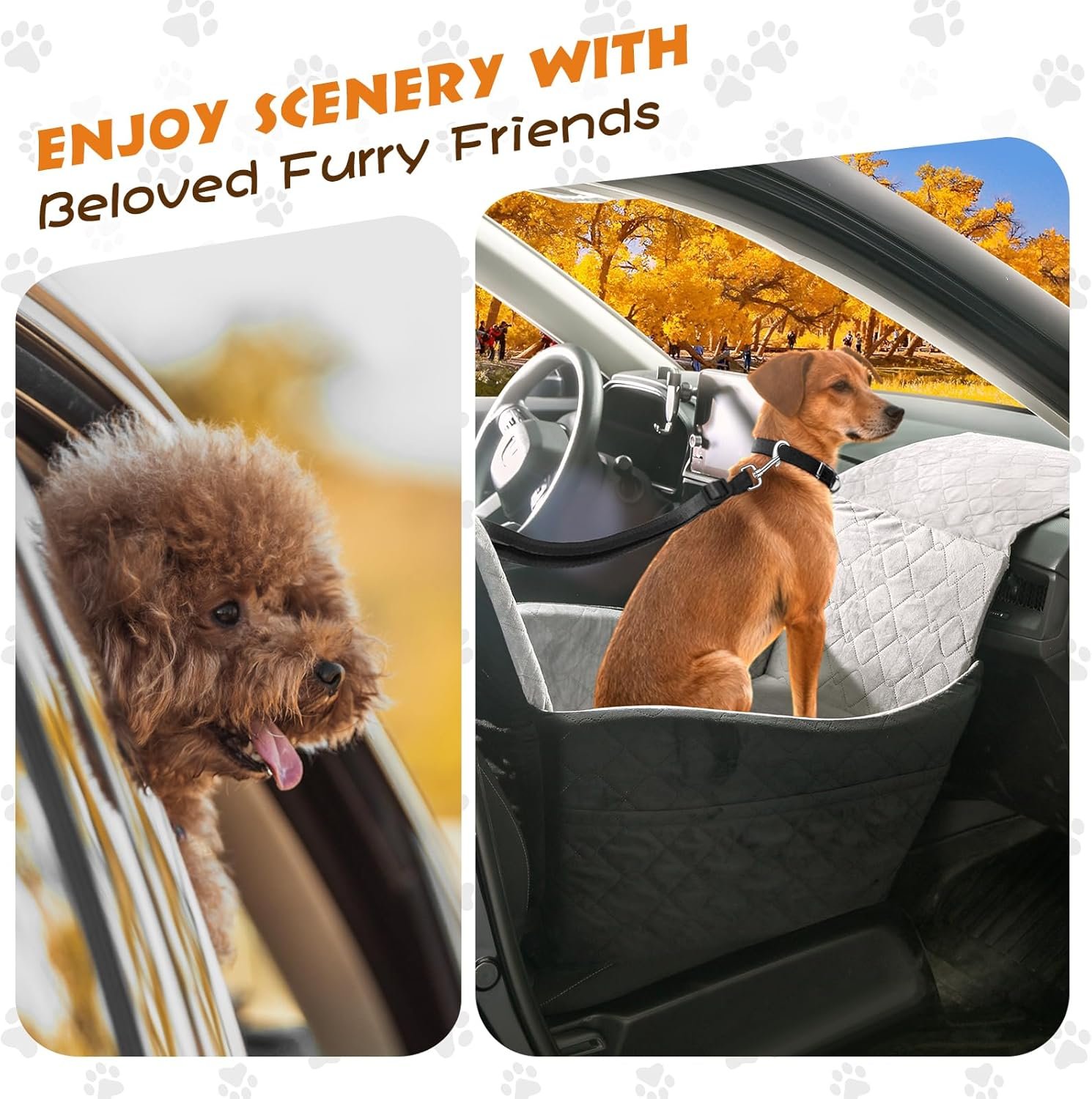 Pawaboo Dog Car Seat for Small Medium Dogs, Dog Booster Car Seat with Safety Belts & Elevated Thick Cushion, Detachable Washable Travel Pet Seats Bed for Cars with Storage Pocket Fits Front/Back Seats - Image 7