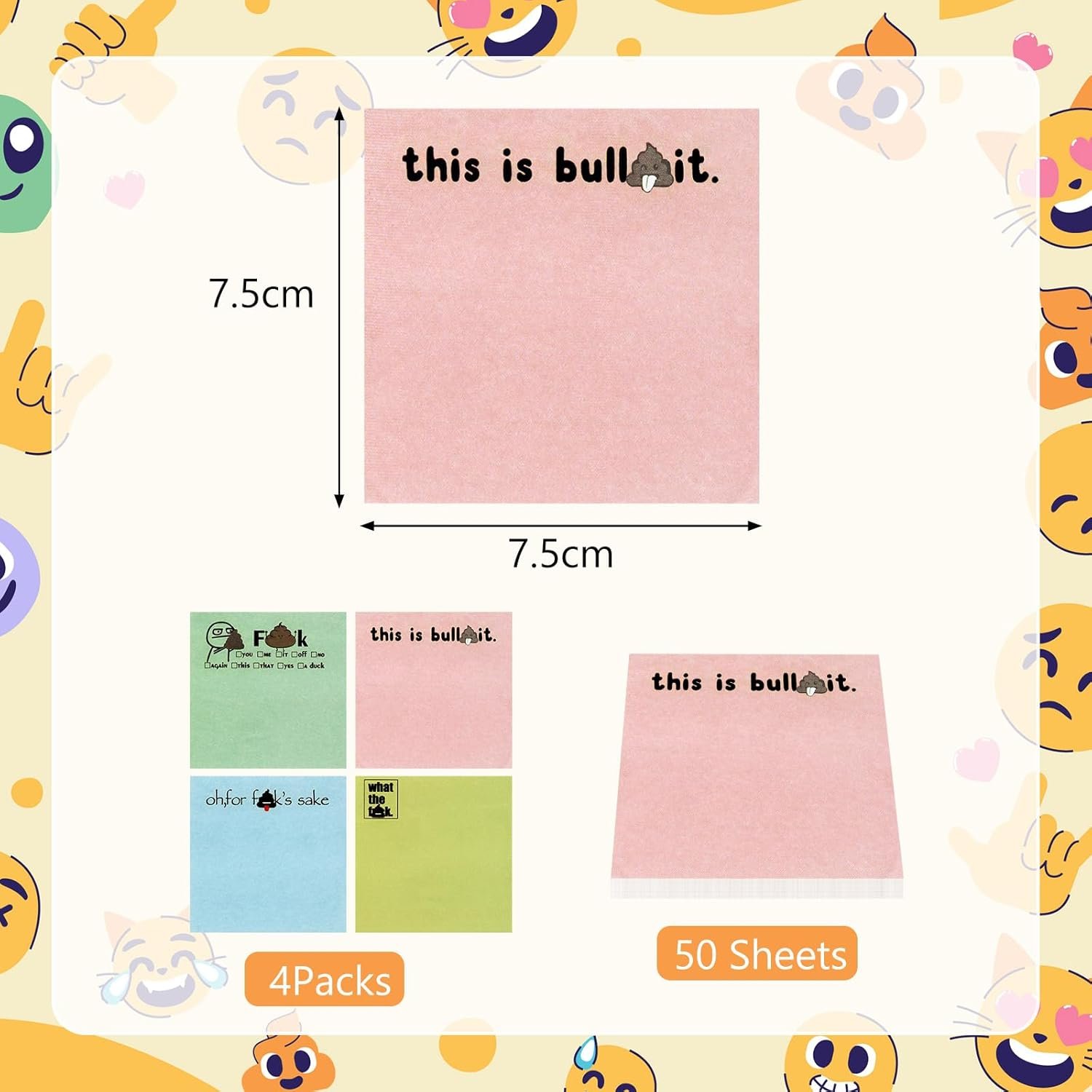 4Pcs Funny Sticky Notes, Secret Santa Gifts for Women Men, Funny White Elephant Christmas Joke Notepad Gifts, Cute Novelty Office Supplies Gifts for Coworker (3" x 3") - Image 2