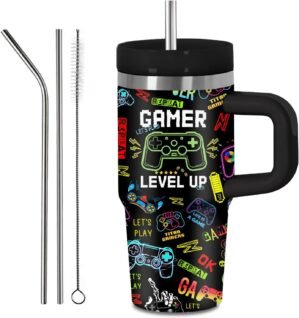 Gaming Game Tumbler with Handle Str...