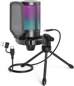 FIFINE Gaming USB Microphone for PC...
