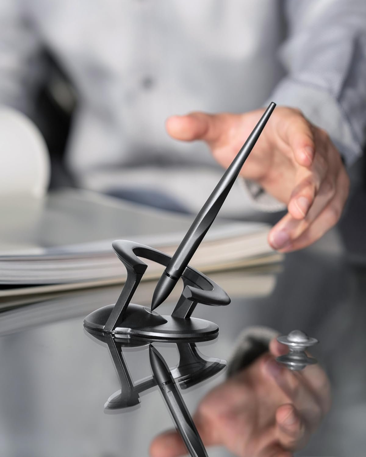 novium Hoverpen Interstellar - Luxury Pen Made With Aerospace Alloys, Unique Aesthetic, Free Spinning Executive Pen, Desk Aesthetic, Birthday Gifts for Men and Women (Space Black, Basic) - Image 7