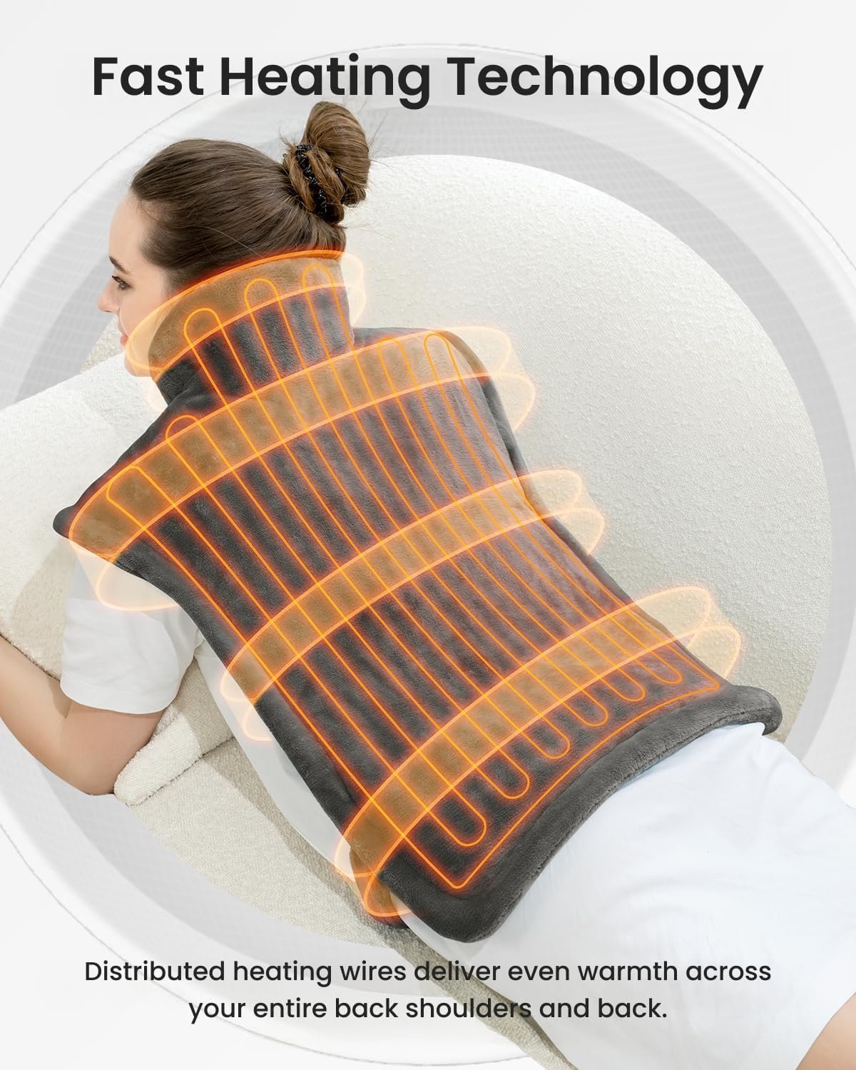 RENPHO Fathers Day Dad Gifts, Electric Heating Pad - 6 Heat Levels for Neck Shoulder and Back, Birthday Gifts for Women Men, Weighted Pad for Snug Fit, ETL Certified, FSA Eligible, 24"x33" Gray - Image 5