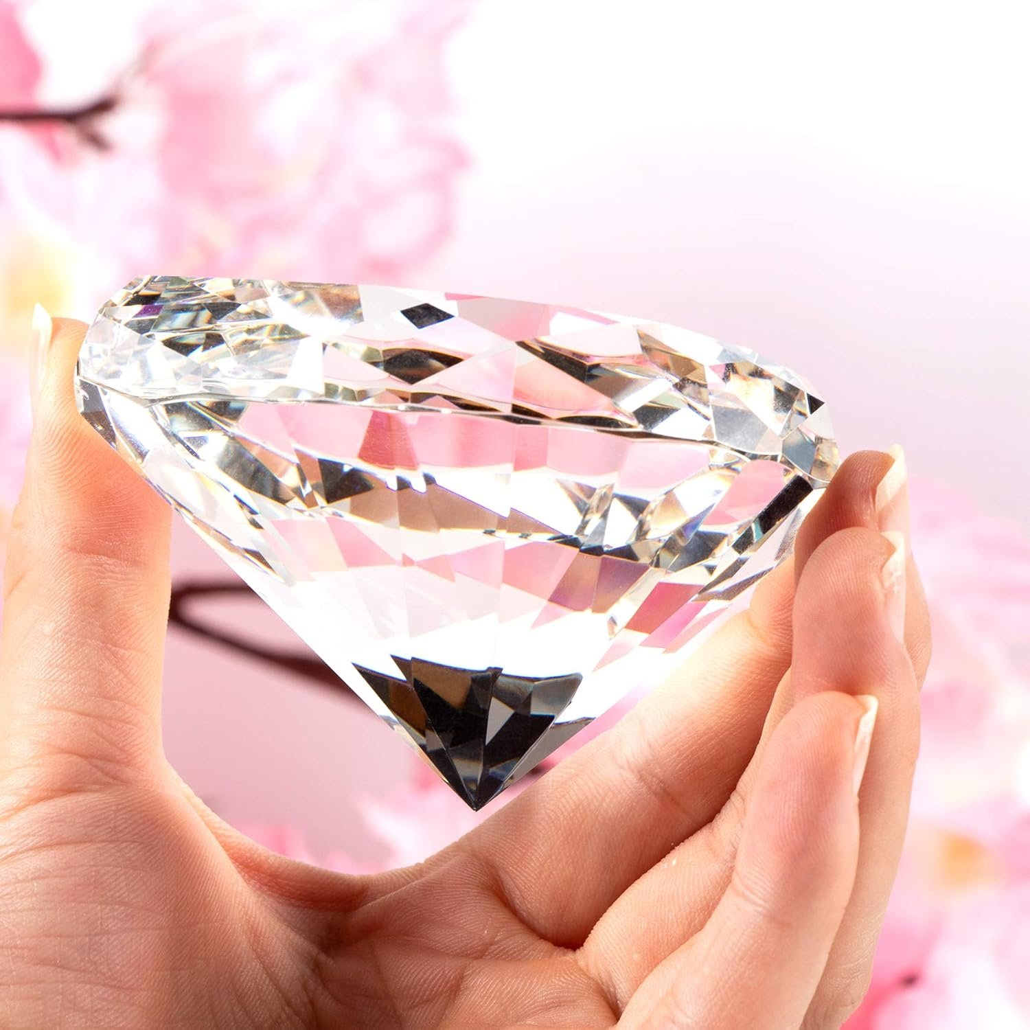 Clear Crystal Diamonds Paper Weights with Gift Box, 80mm Heart Shape Real Crystal Diamond Glass Gems Paperweight, Big Diamonds Birthday Anniversary Women Her Valentine's Day Gift - Image 2