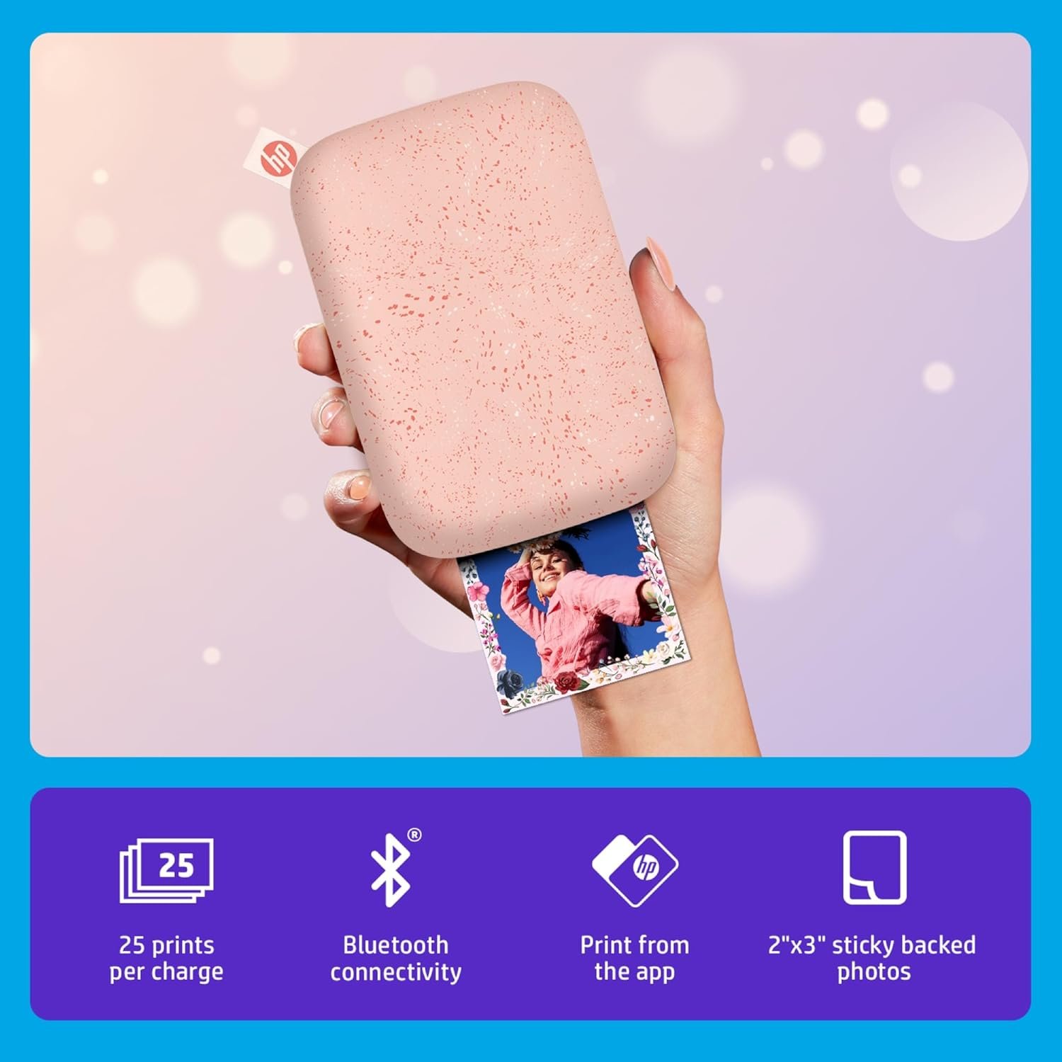 HP Sprocket Portable 2x3 Inch Instant Photo Printer (Blush Pink) Print Pictures on Zink Sticky-Backed Paper From Your iOS & Android Device - Image 2