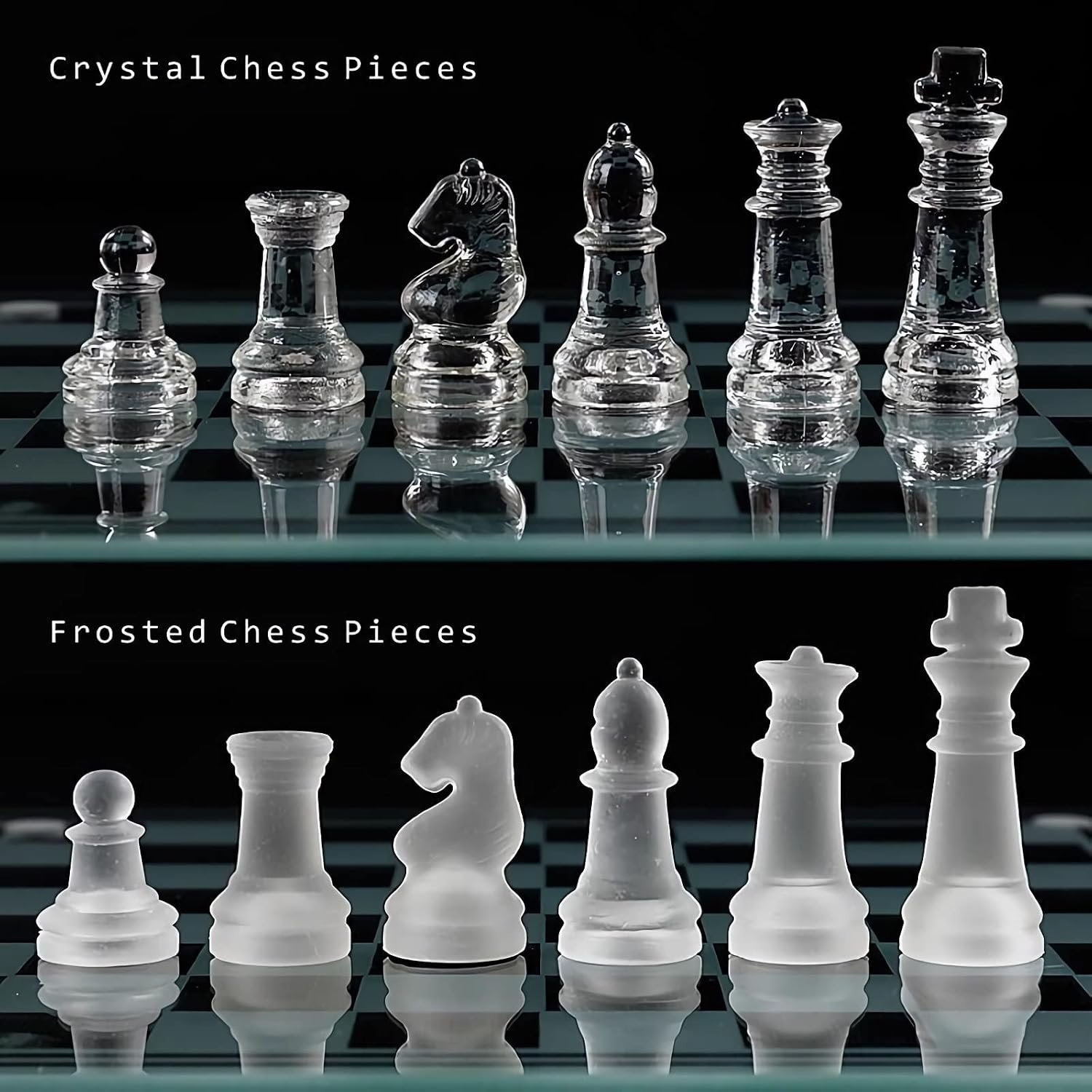 Elegant 10" Glass Chess Set - Premium Quality Board Game for All Ages for Chess Enthusiasts and Home Decor - Image 3