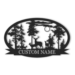 Personalized Deer Metal Cabin Sign ...