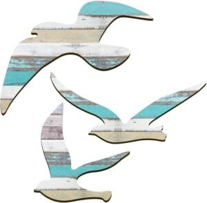 3Pcs Wood Seagull Beach Wall Decor,...