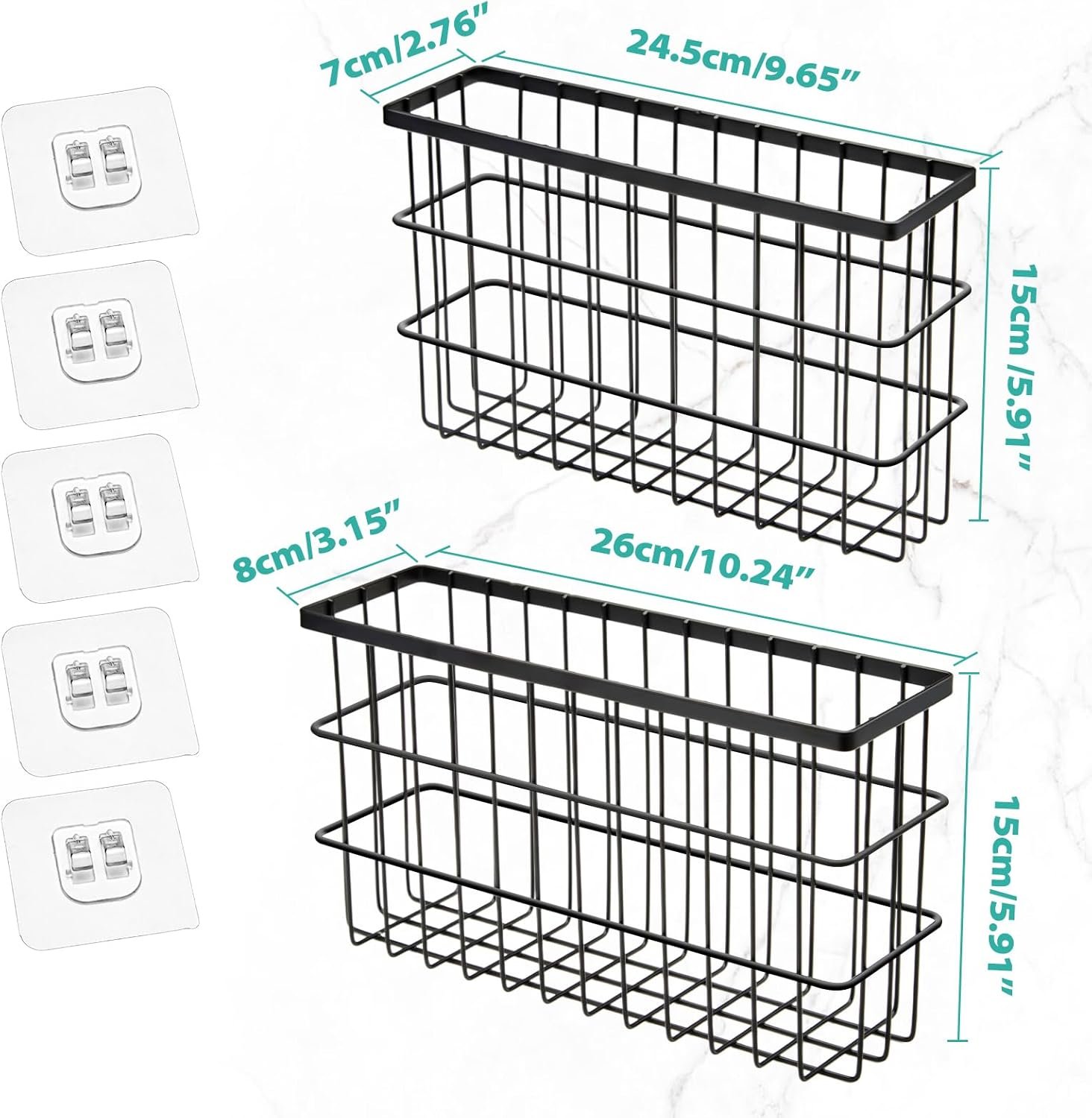 Sinnsally 2 Pack Cabinet Door Organizer,Self Adhesive Lid Organizers Inside Cabinet Storage Boxes,Hanging Storage Basket Organizer Wall Mounted Pantry Caddy Cup Holder for Kitchen,Fridge,Bathroom - Image 2