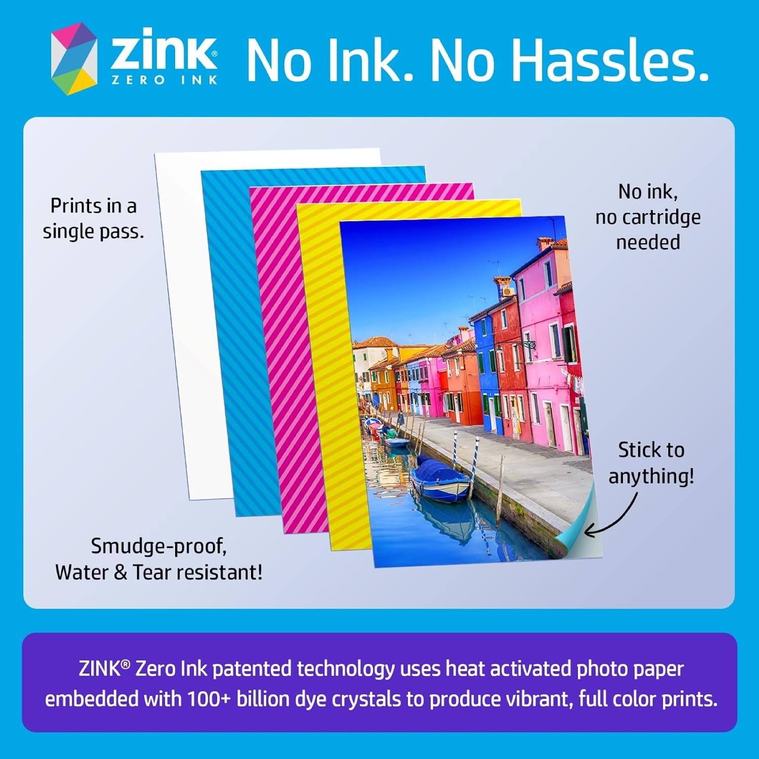 HP Sprocket 2x3 Instant Smartphone Photo Printer - Portable Color Wireless Mobile Printer - Zink Sticky-Back Photos - Print from Compatible iOS & Android Devices with Bluetooth w/Fun App - Purple - Image 5