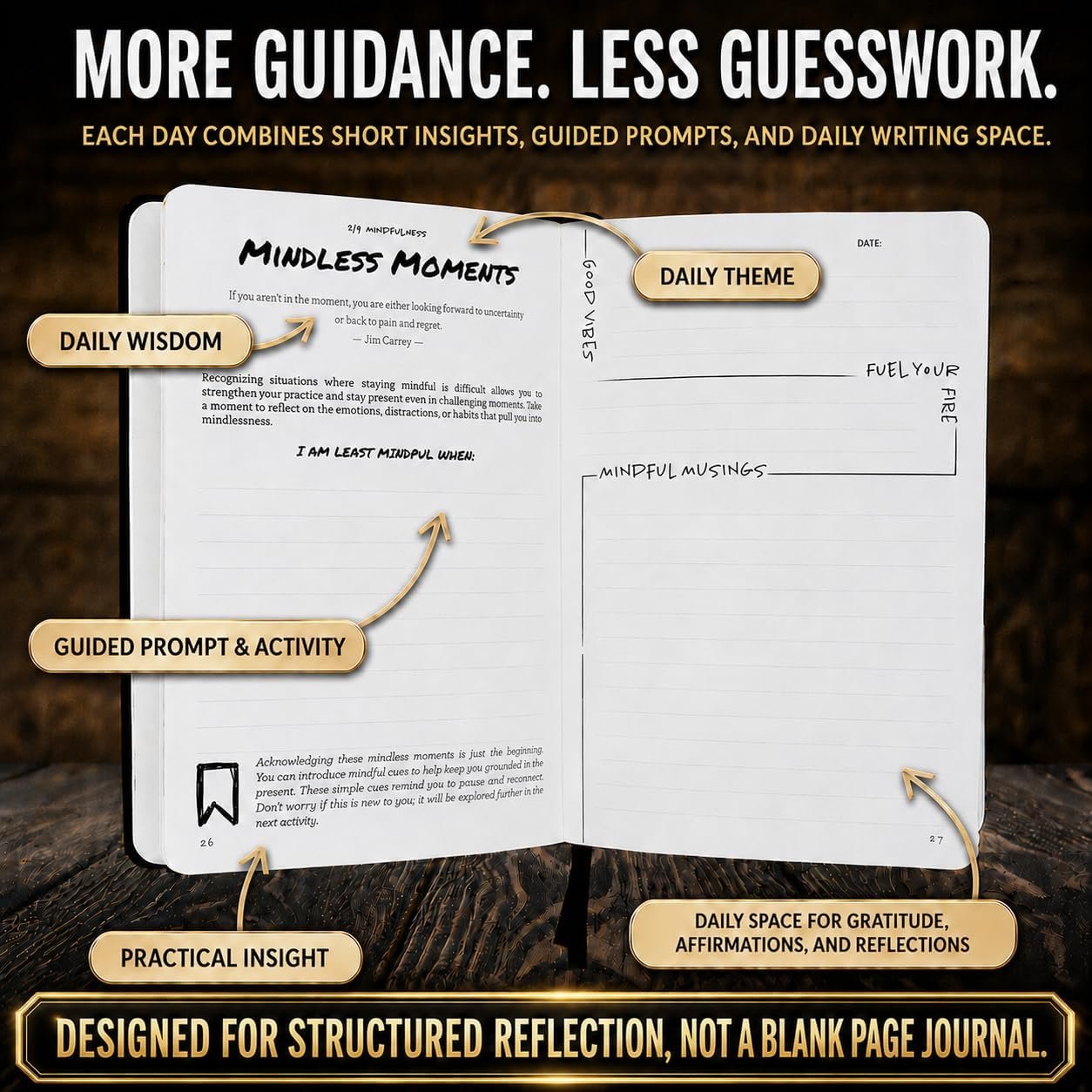 Gift Set for Men | Mindfulness & Self Care Set with Guided Journal, Brass Pen, Scented Candle & Tiger Eye Bracelet | 13-Week Self Mastery Journal with Short Readings, Daily Prompts & Exercises | Gift Box - Image 4