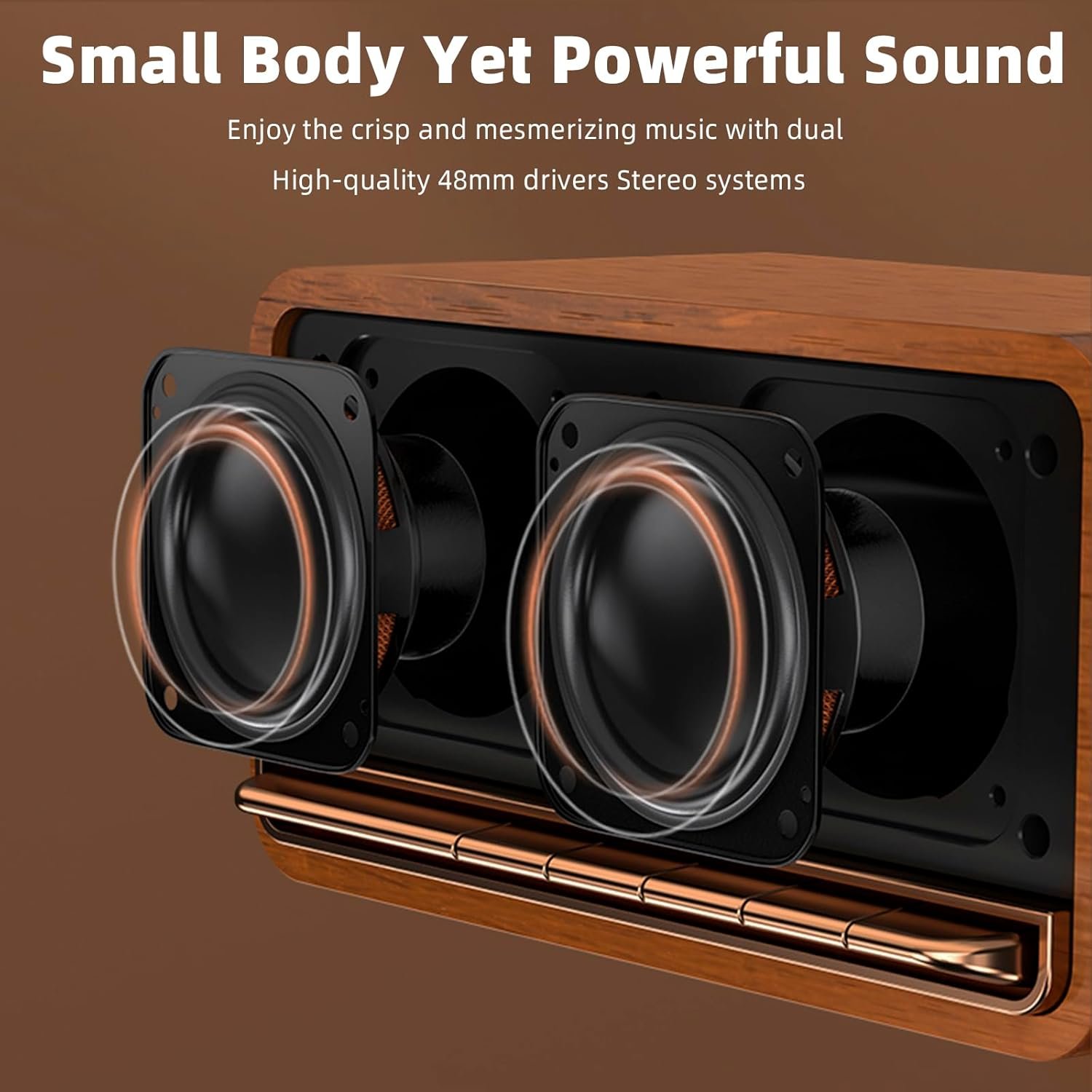 Edifier Retro Wood Bluetooth Speaker,Wireless Portable Speakers with 20W Stereo Sound,Vintage Decor Speaker with AUX,USB Soundcard,Micro SD Brown - Image 3