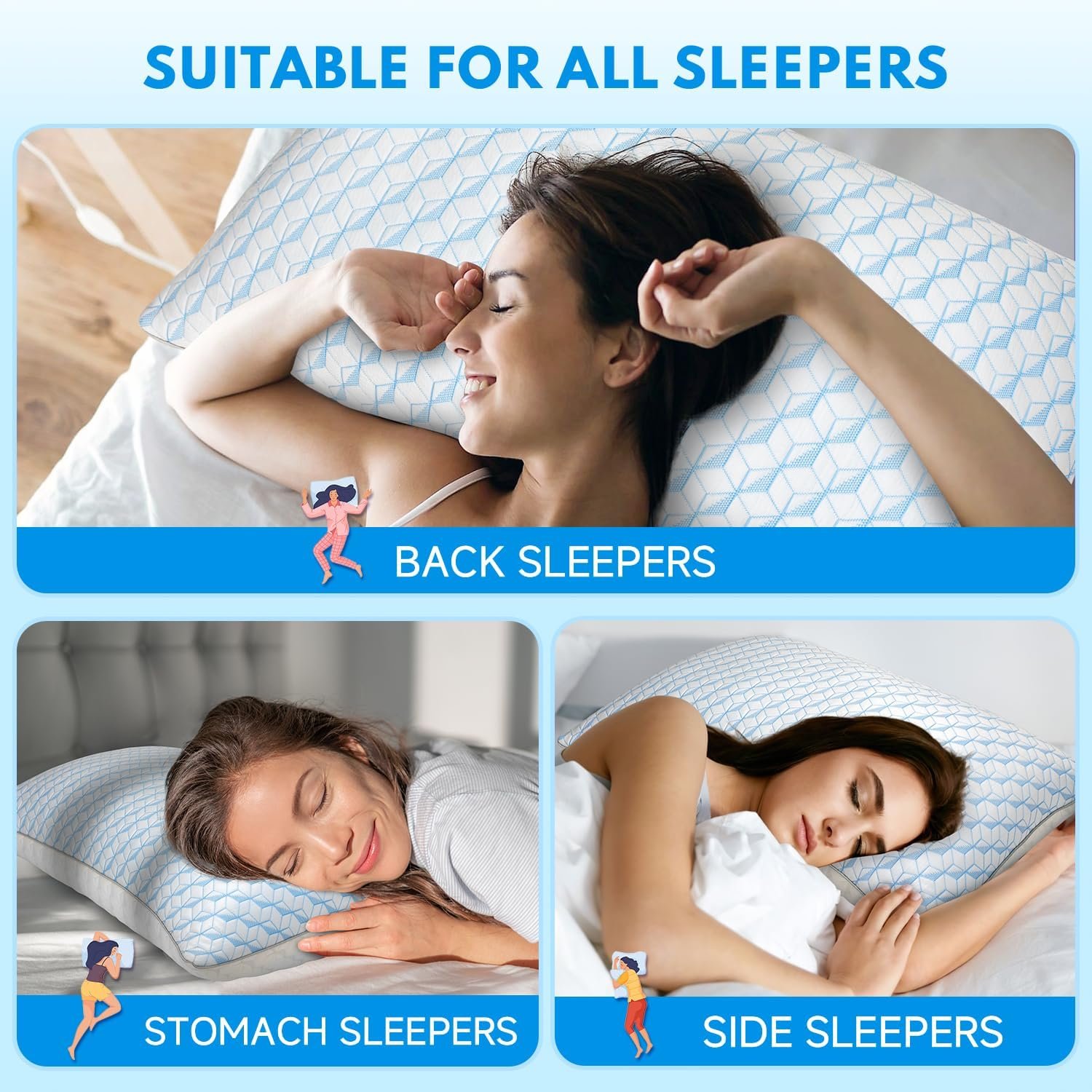 Pillows Queen Size 2 Pack for Sleeping - Hotel Pillows Premium Down Alternative Bed Cooling Pillow for Side, Back, and Stomach Sleepers, Fluffy Soft Microfiber Fill Breathable Skin-Friendly - Image 4