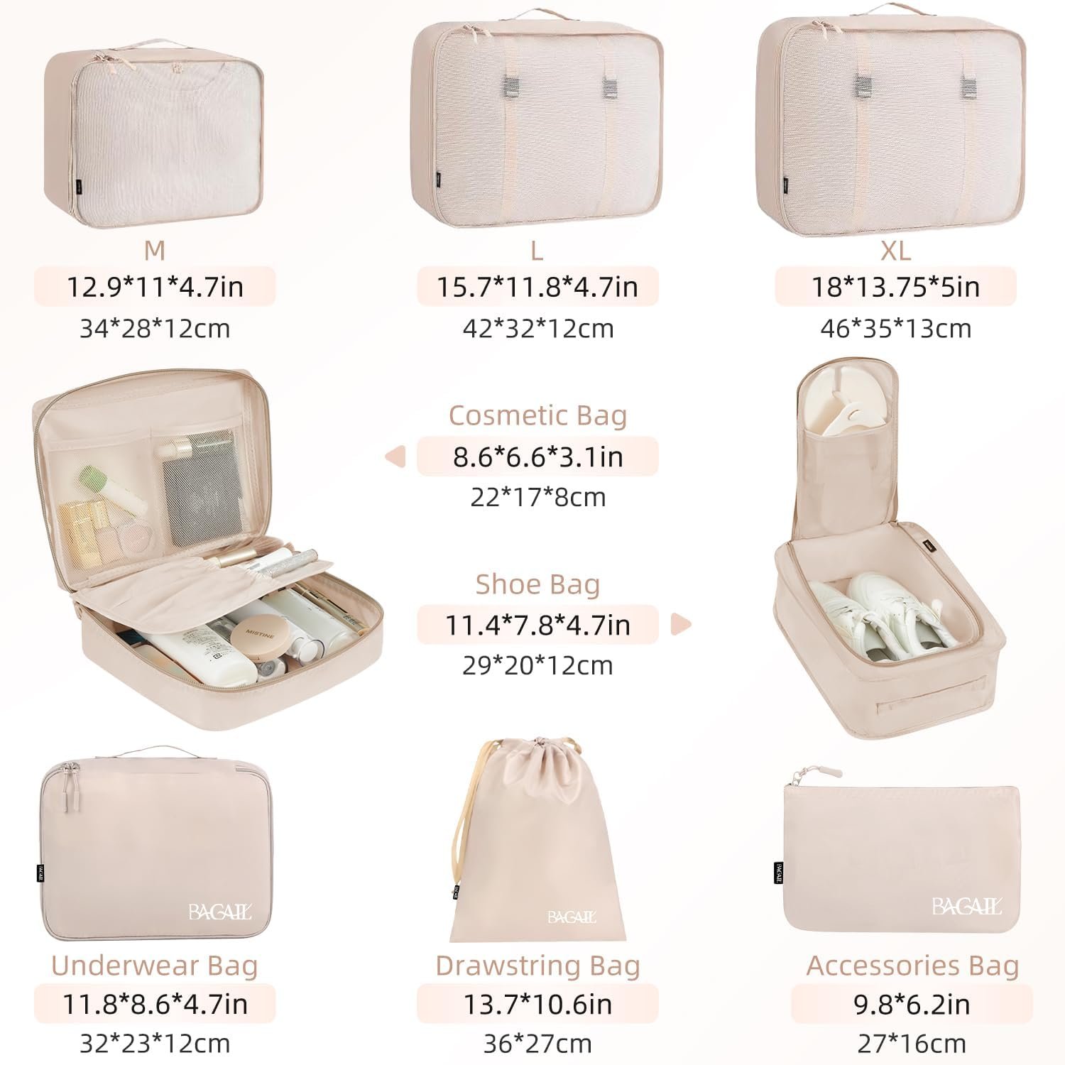 BAGAIL 8 Set Packing Cubes Luggage Packing Organizers for Travel Accessories - Image 2