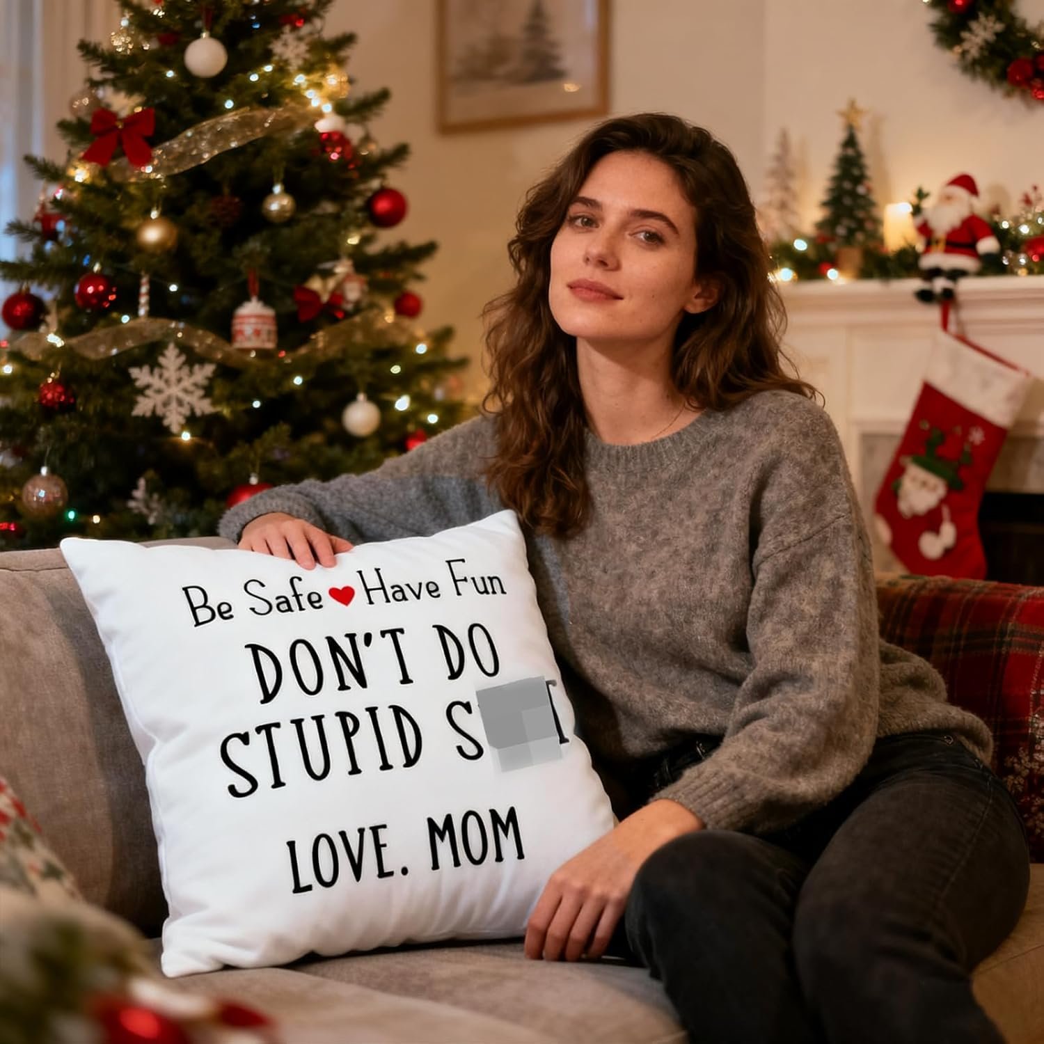 Call Your Mom Be Safe Have Fun Don't Do Stupid Love Mom 18''x18''Reversible Throw Pillow Case Decorative Home Bedroom College Dorm Cushion Cover,Sofa Bed Couch Decor,Son Daughter Graduation Gift - Image 4
