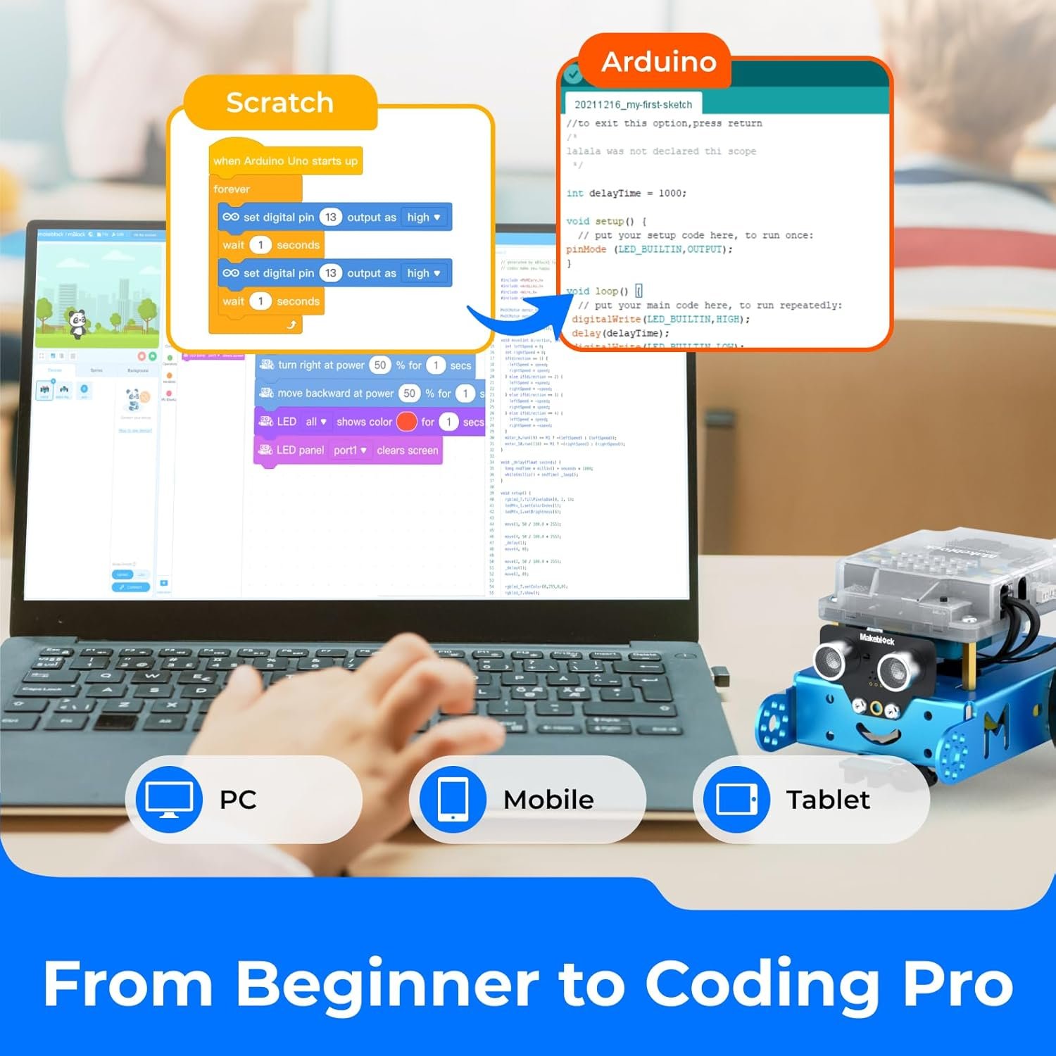 Makeblock mBot Robot Kit, Robotics for Kids Ages 8-12 Learn to Code with Scratch & Arduino, STEM Toys Science Kits for Kids Age 8-12 Boys and Girls Age 8+ - Image 2