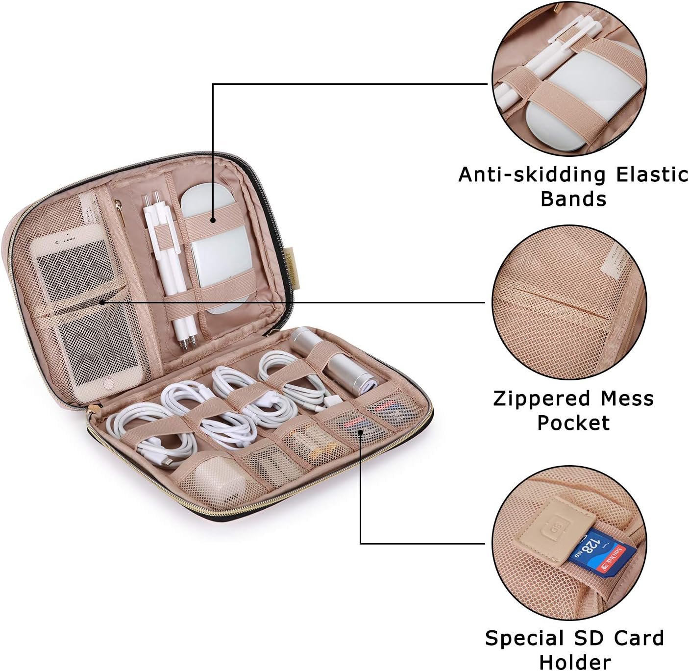 Bagsmart Travel Cable Organizer, Electronics Accessories Cases, Tech Bag for Hard Drives, Cables, Charger, USB, SD Card - Image 4