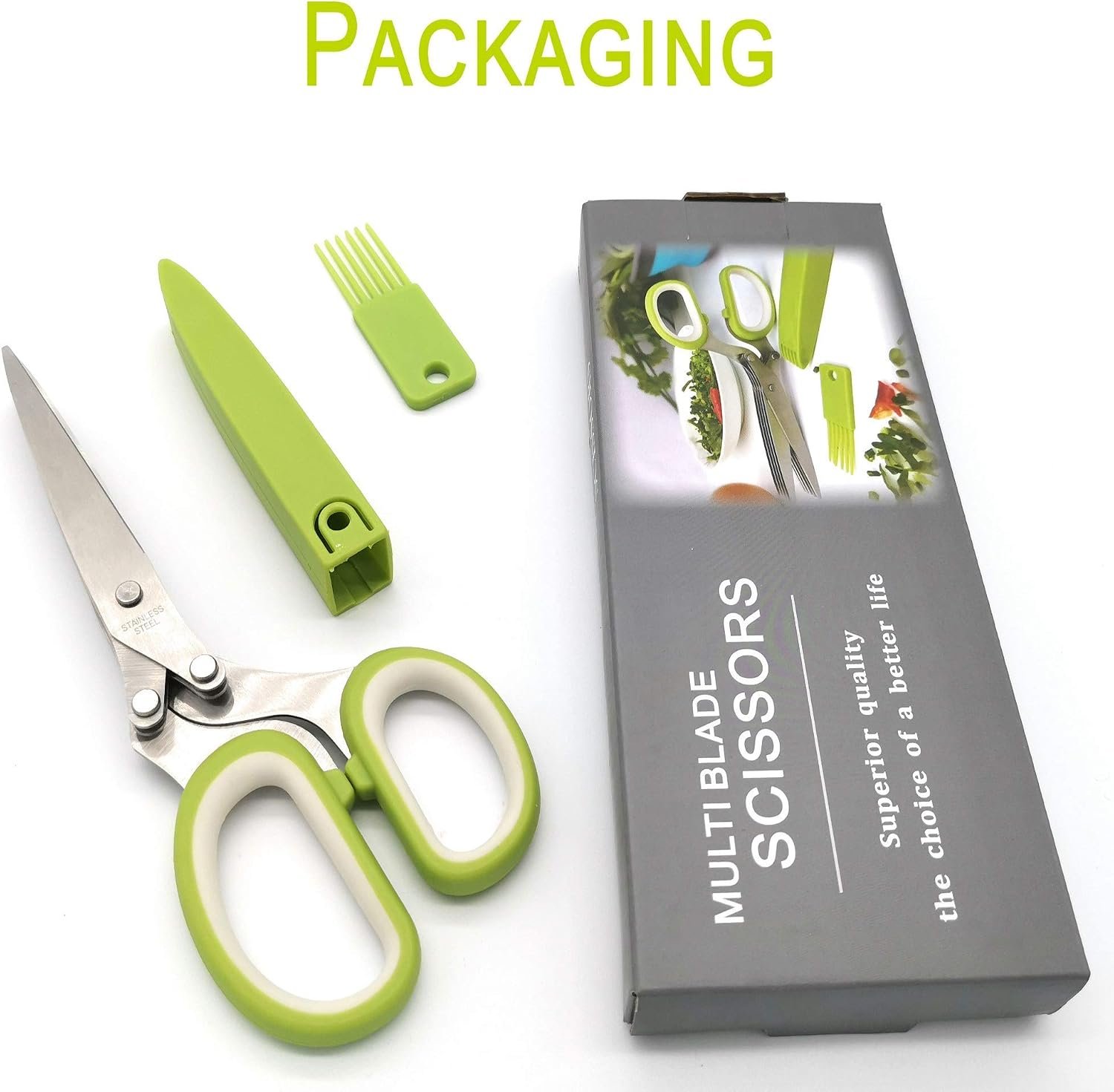 Herb Scissors with 5 Blades & Cleaning Kit, Stainless Steel Kitchen Shears for Herbs, Lettuce, Cilantro, Dishwasher Safe, Soft-Grip Handle - Image 9