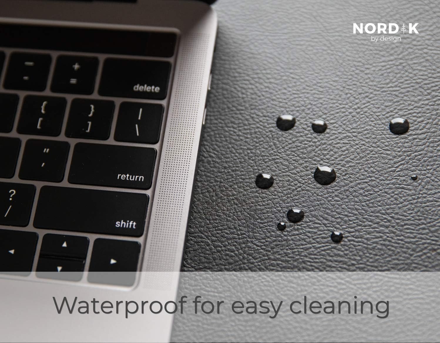 Nordik Leather Desk Mat Cable Organizer - Pebble Black 35 X 17 inch - Premium Mouse Mat - Felt Vegan Leather Desk Pad Protector - Desk Blotter Matt Keyboard - Large Desk Matt for Desktop Computer - Image 5