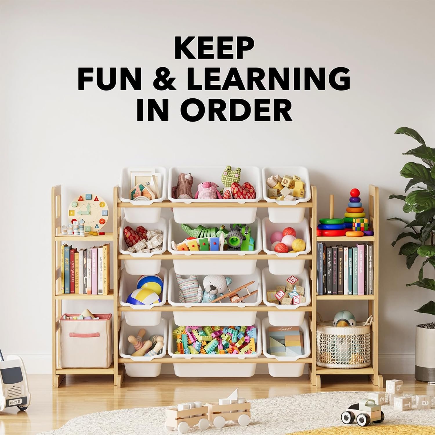 SpaceAid Toy Storage Organizer with 6 Shelves and 12 Bins, Bookshelf, Kids Shelf, Toy Box for Playroom Organization for Bedroom and Decor - Image 6
