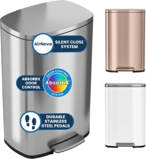 iTouchless 13.2 Gallon Step Trash C...
