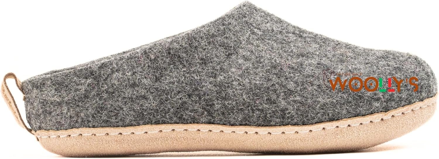 Woolly's Indoor Open Heel Slippers With Leather Sole | Premium New Zealand Wool | Handcrafted with Italian Design | Soft, Breathable & Ordor Free