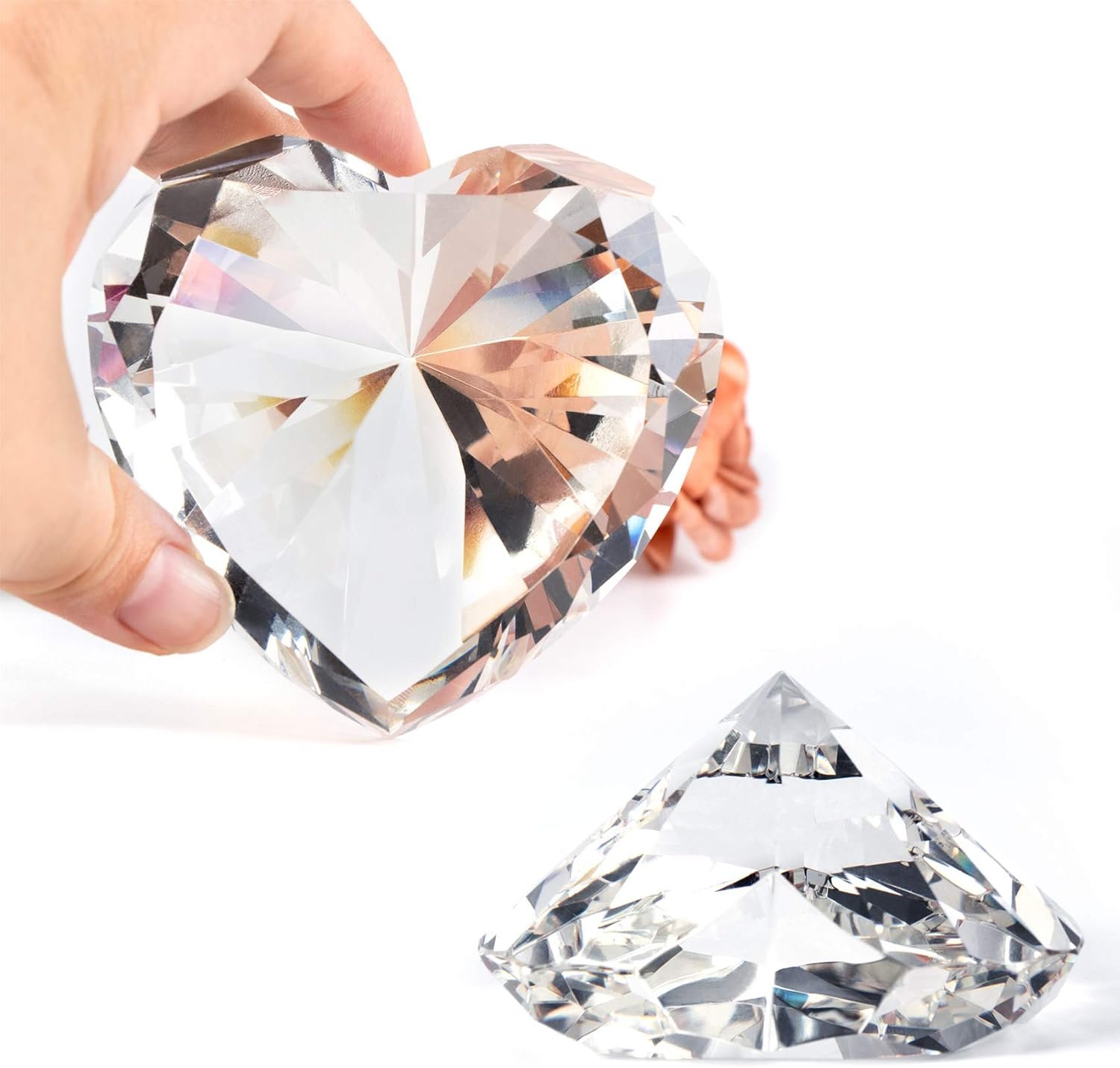 Clear Crystal Diamonds Paper Weights with Gift Box, 80mm Heart Shape Real Crystal Diamond Glass Gems Paperweight, Big Diamonds Birthday Anniversary Women Her Valentine's Day Gift - Image 4