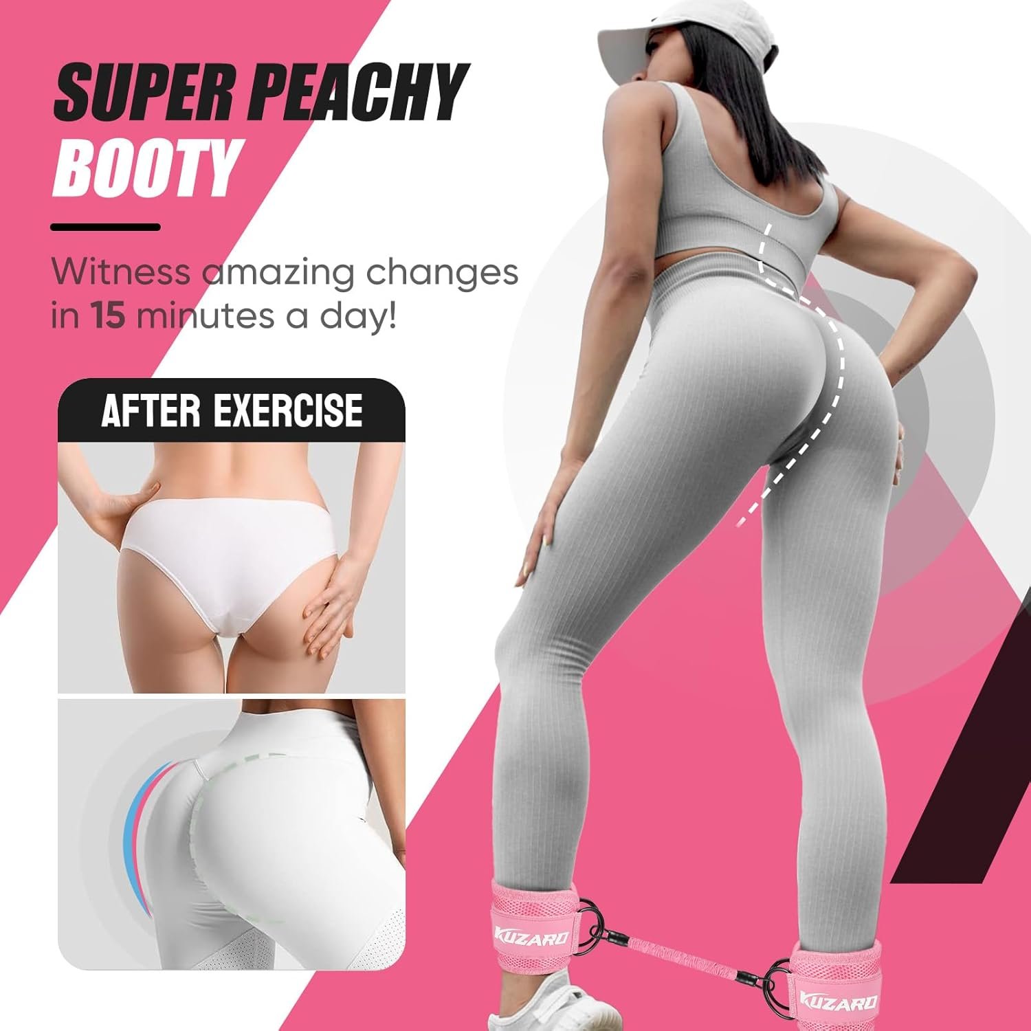 Resistance Bands with Ankle Straps, Ankle Weights Bands for Working Out, Exercise Band for Women Leg and Glute, Booty Workout Equipment for Kickbacks,Butt and Hip Training, Home Gym Fitness Equipment - Image 3