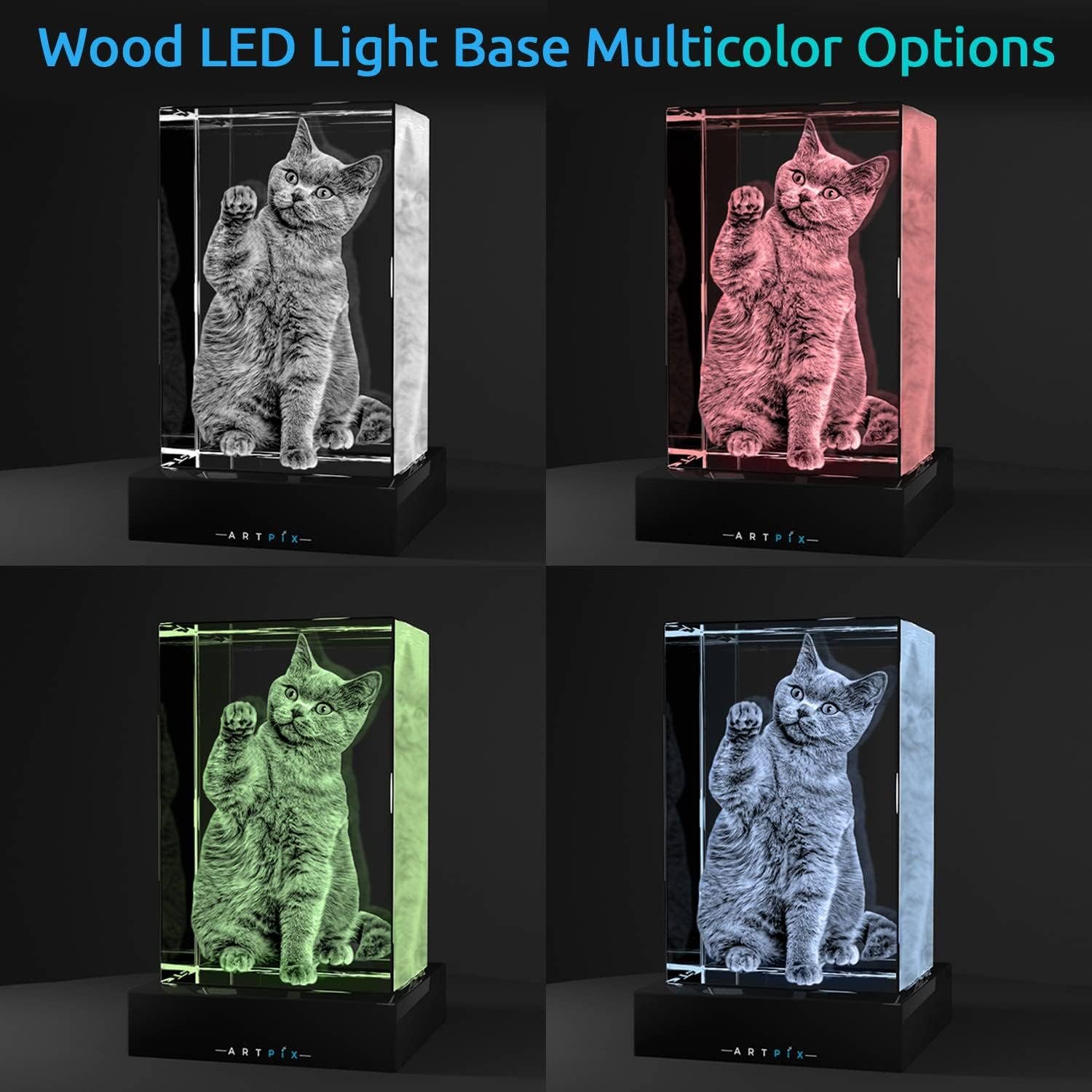 ArtPix 3D Crystal Photo, Personalized Gifts for Women, Wife, Mom, Her, Him, Men, Great Customized Gift With Your Own Photo - Anniversary, Wedding, Birthday - Custom Glass 3D Laser Etched Picture Frame - Image 4